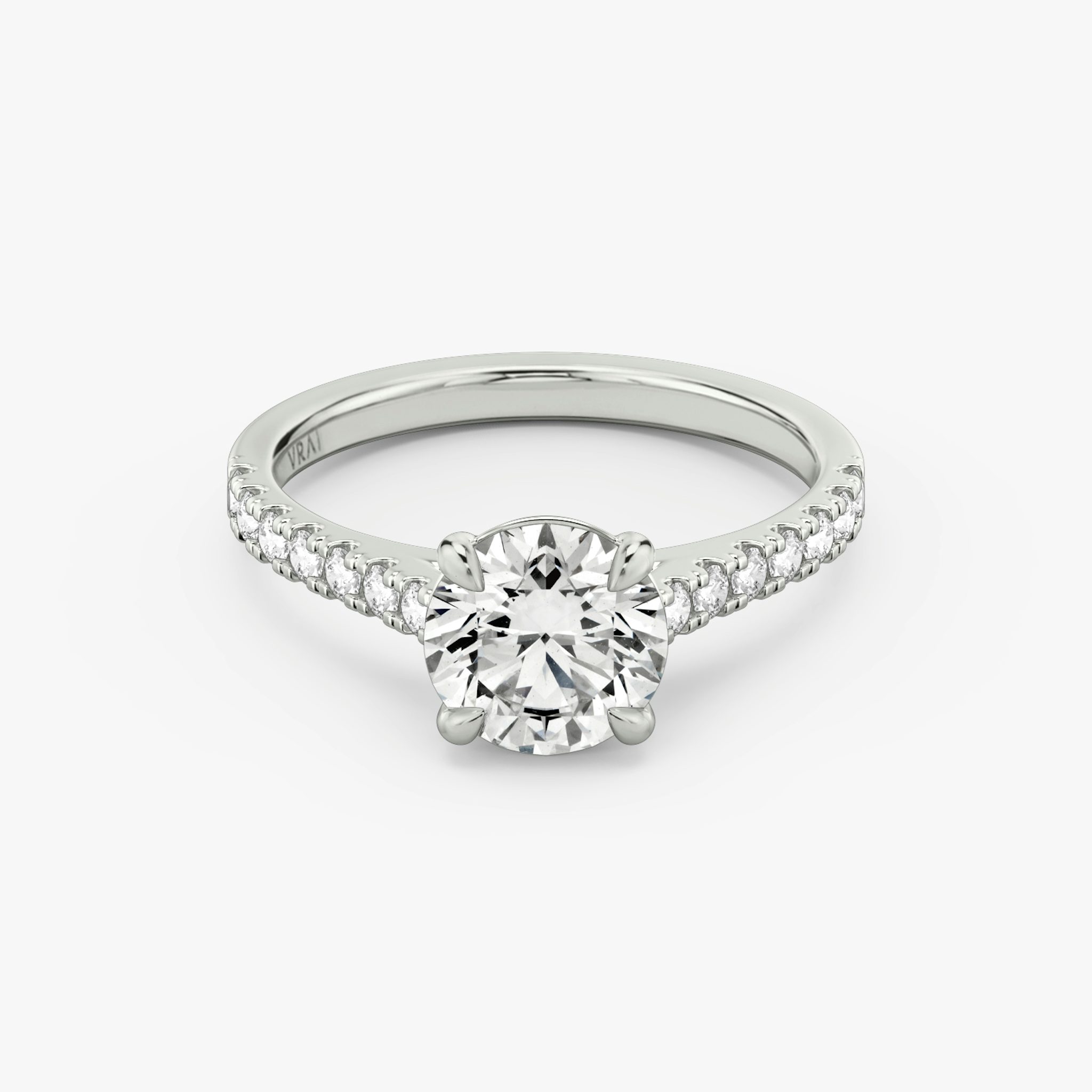 The Cathedral | Round Brilliant | 18k | White Gold | bandAccent: Pavé | caratWeight: other | diamondOrientation: vertical