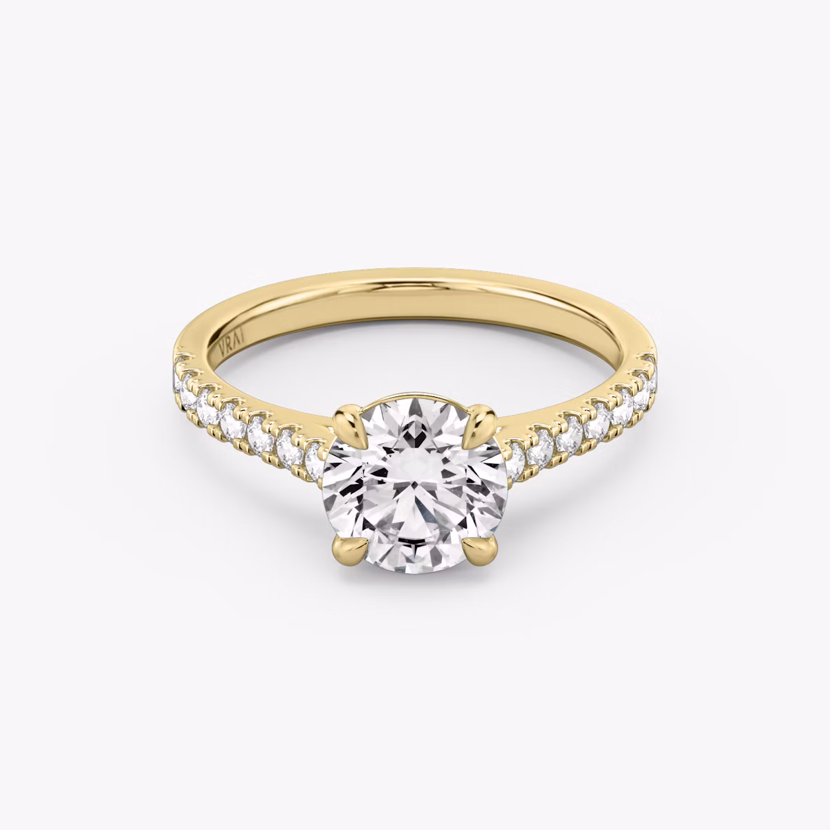 The Cathedral | Round Brilliant | 18k | Yellow Gold | bandAccent: Pavé | caratWeight: other | diamondOrientation: vertical