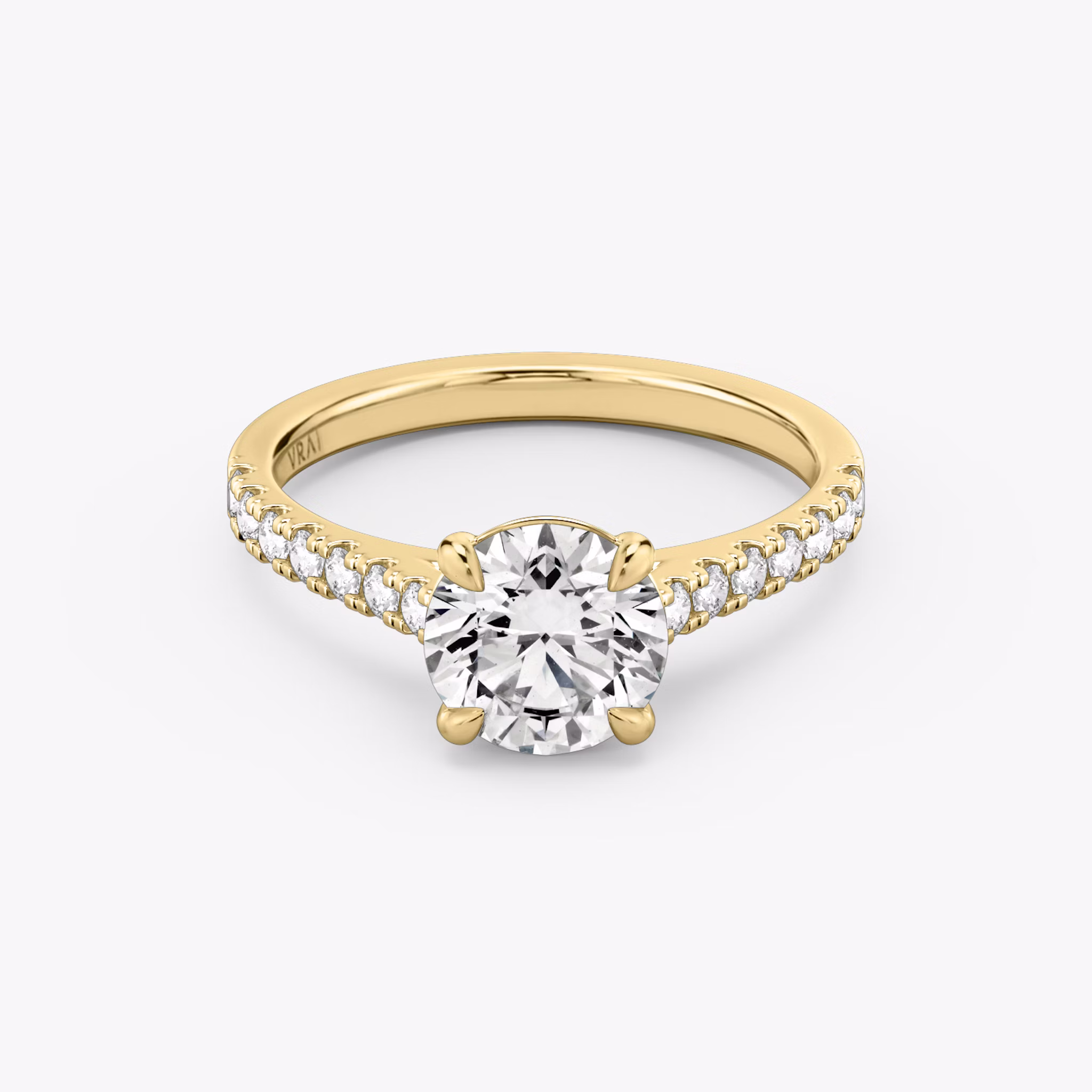 The Cathedral | Round Brilliant | 18k | Yellow Gold | bandAccent: Pavé | caratWeight: other | diamondOrientation: vertical