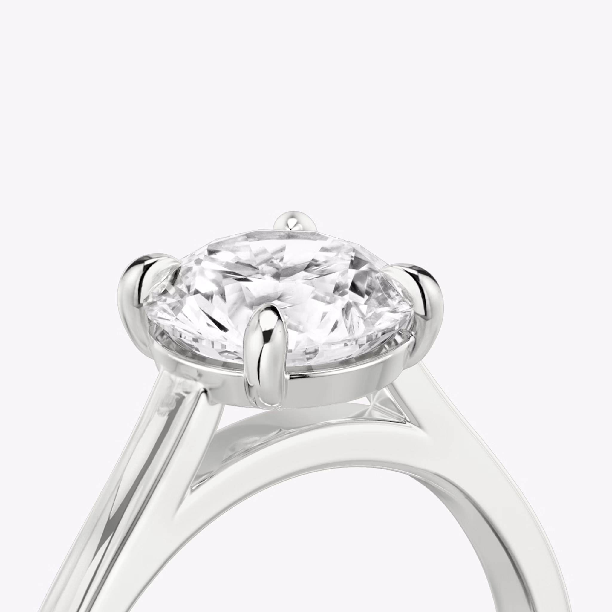 The Cathedral | Round Brilliant | 18k | White Gold | bandAccent: Plain | caratWeight: 1.0ct | diamondOrientation: vertical