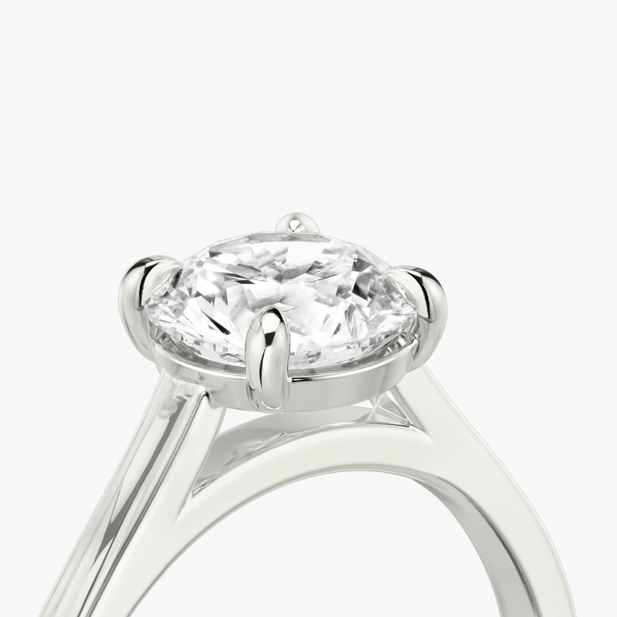 The Cathedral | Round Brilliant | 18k | White Gold | bandAccent: Plain | caratWeight: 1.0ct | diamondOrientation: vertical