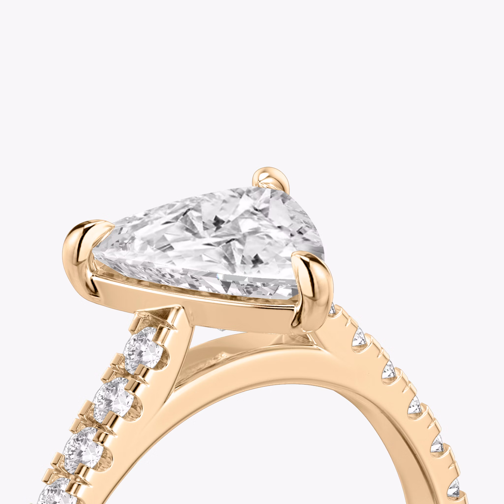 The Cathedral | Trillion | 14k | Rose Gold | bandAccent: Pavé | diamondOrientation: vertical | caratWeight: other
