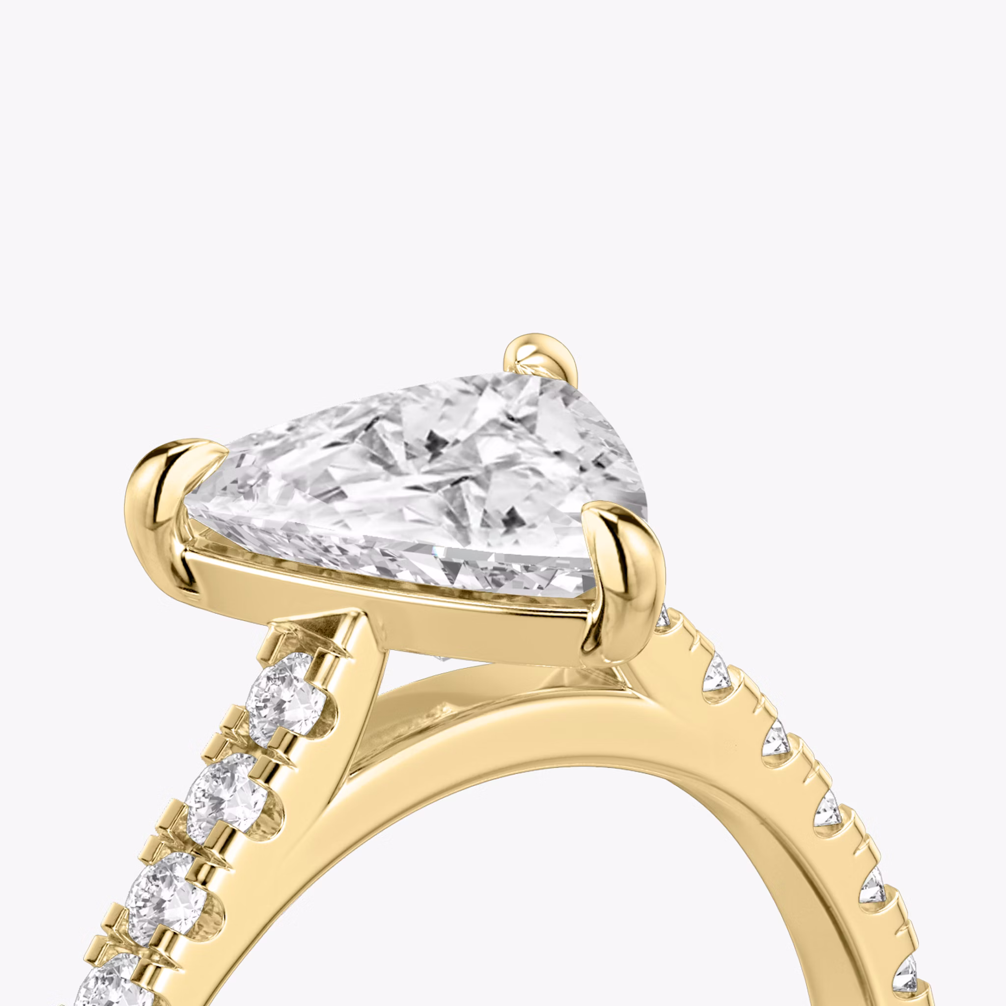 The Cathedral | Trillion | 18k | Yellow Gold | bandAccent: Pavé | diamondOrientation: vertical | caratWeight: other