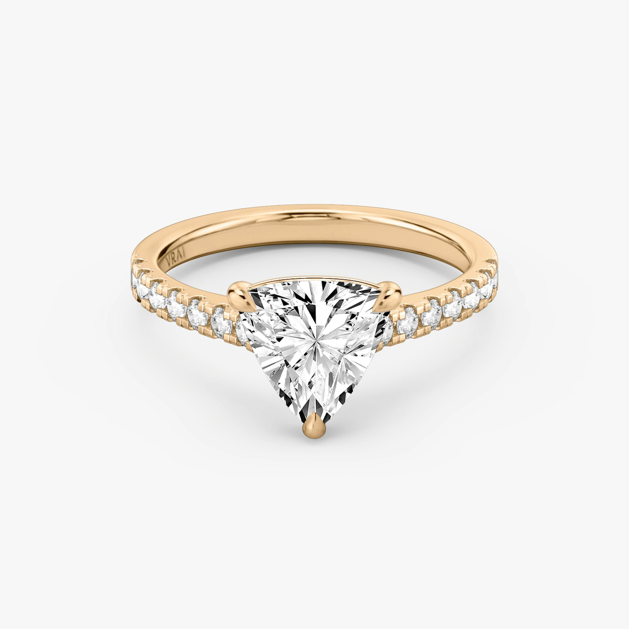 The Cathedral | Trillion | 14k | Rose Gold | bandAccent: Pavé | diamondOrientation: vertical | caratWeight: other