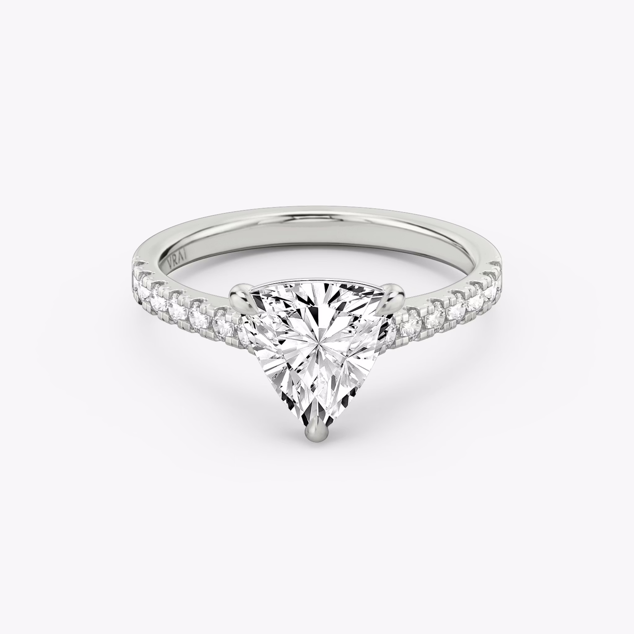 The Cathedral | Trillion | 18k | White Gold | bandAccent: Pavé | diamondOrientation: vertical | caratWeight: other