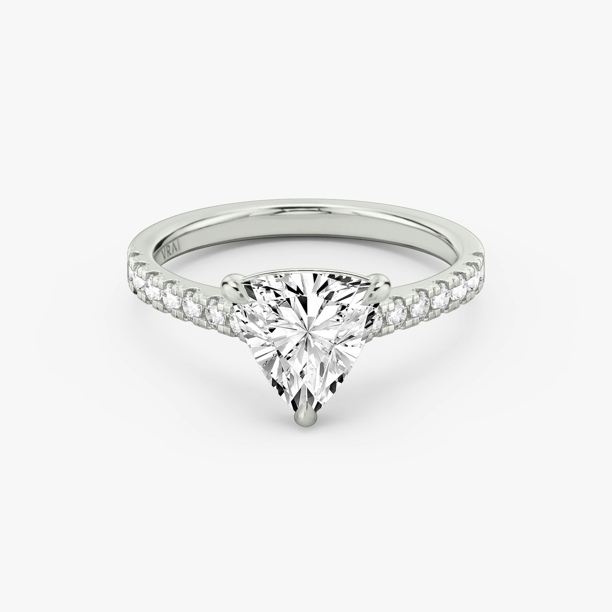 The Cathedral | Trillion | 18k | White Gold | bandAccent: Pavé | diamondOrientation: vertical | caratWeight: other
