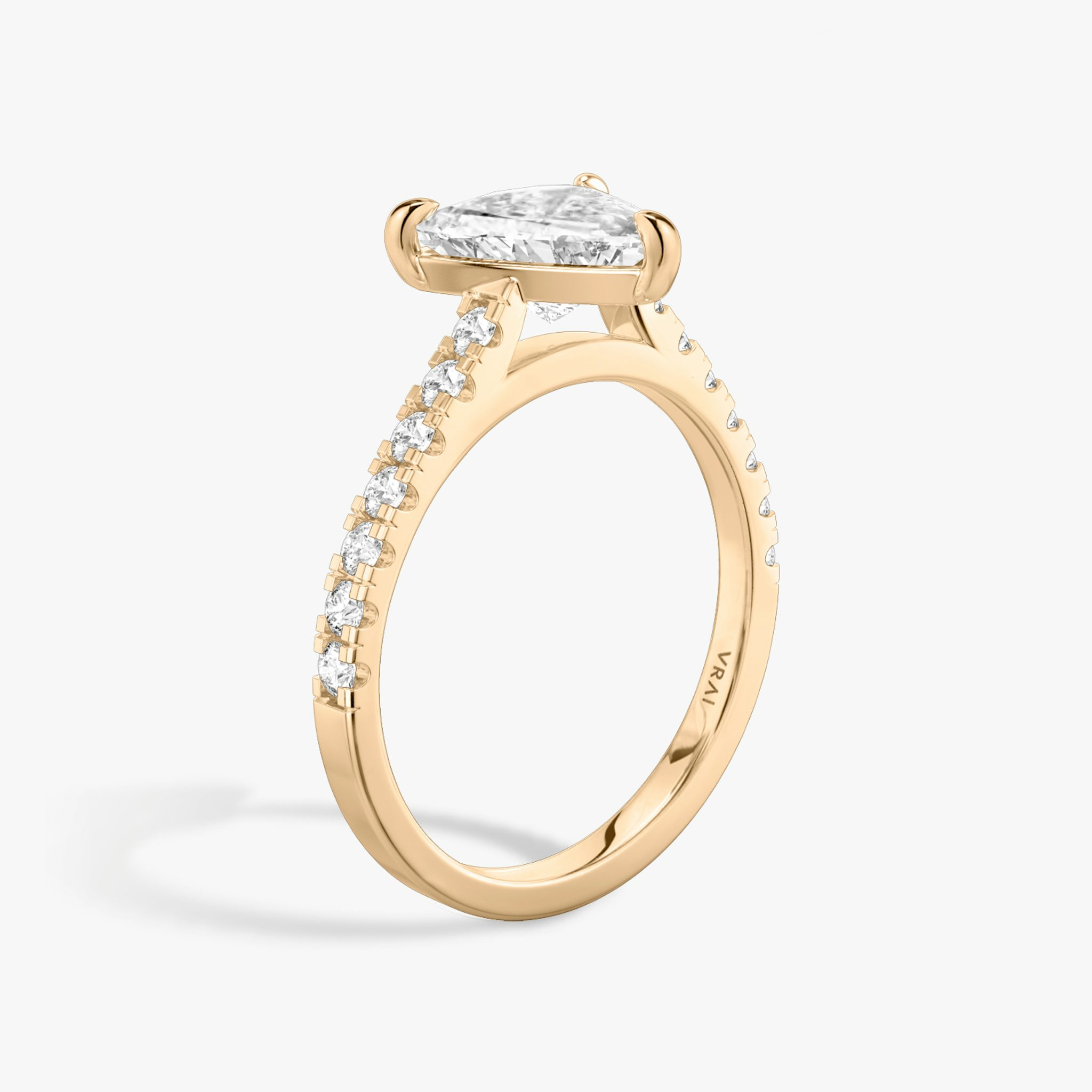 The Cathedral | Trillion | 14k | Rose Gold | bandAccent: Pavé | diamondOrientation: vertical | caratWeight: other