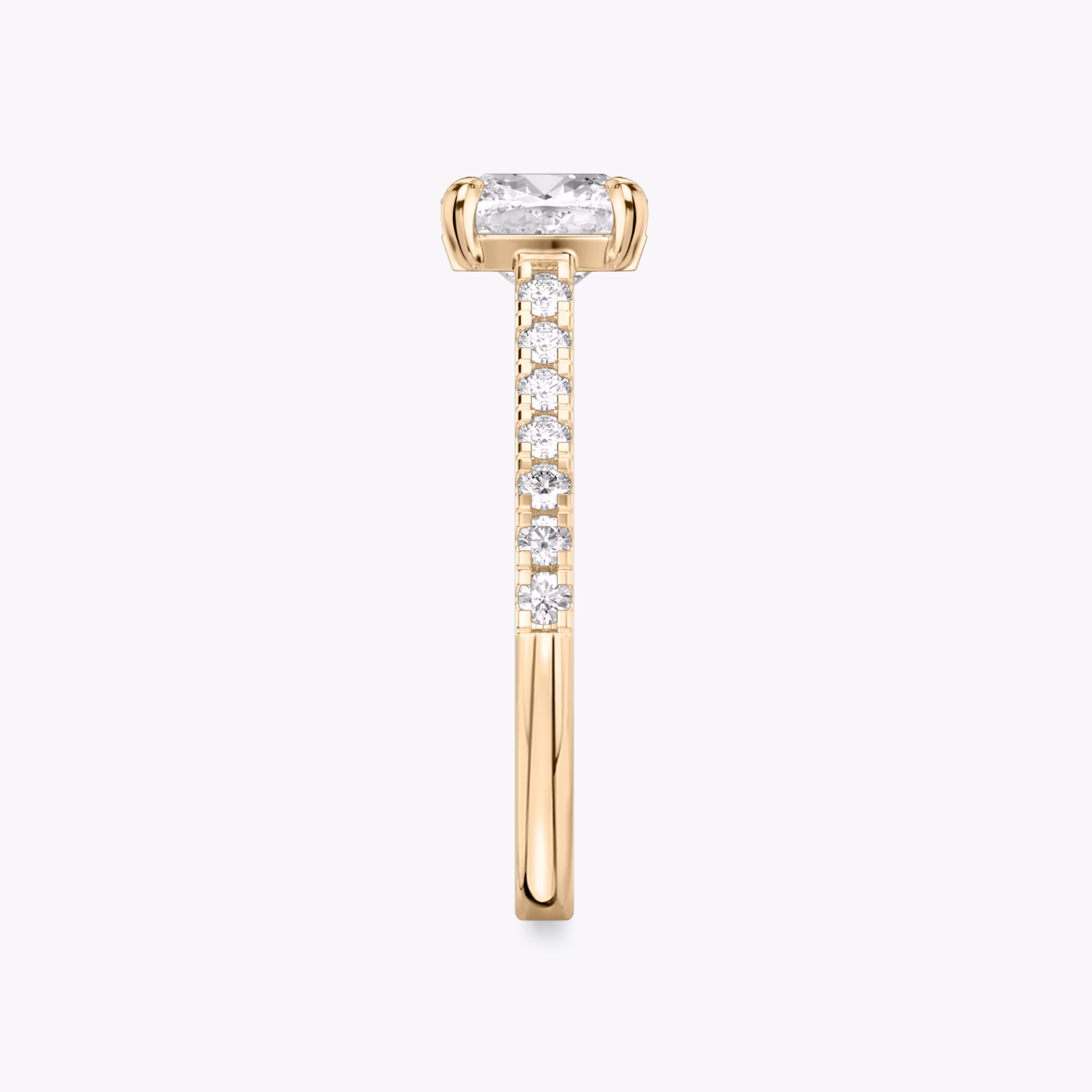 The Cathedral | Cushion | 14k | Rose Gold | bandAccent: Pavé | diamondOrientation: vertical | caratWeight: other