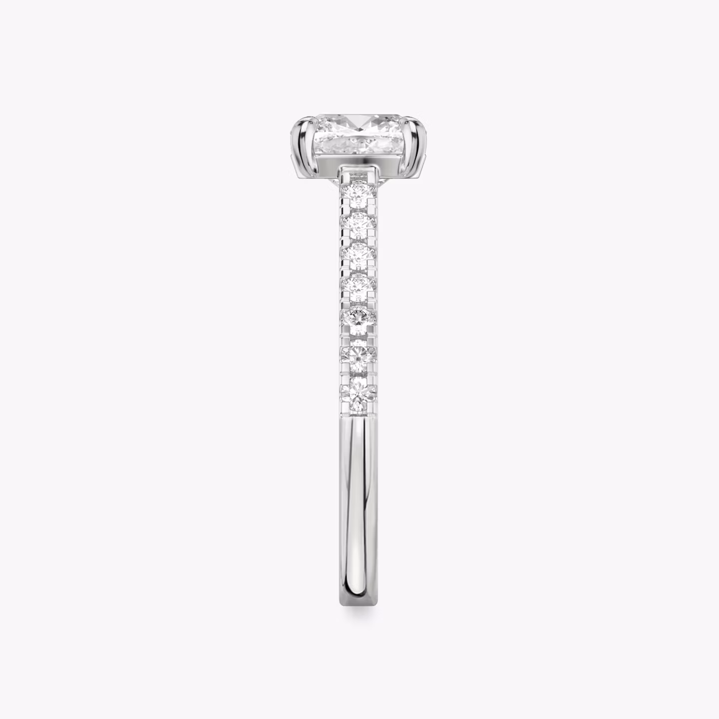 The Cathedral | Cushion | Platinum | bandAccent: Pavé | diamondOrientation: vertical | caratWeight: other