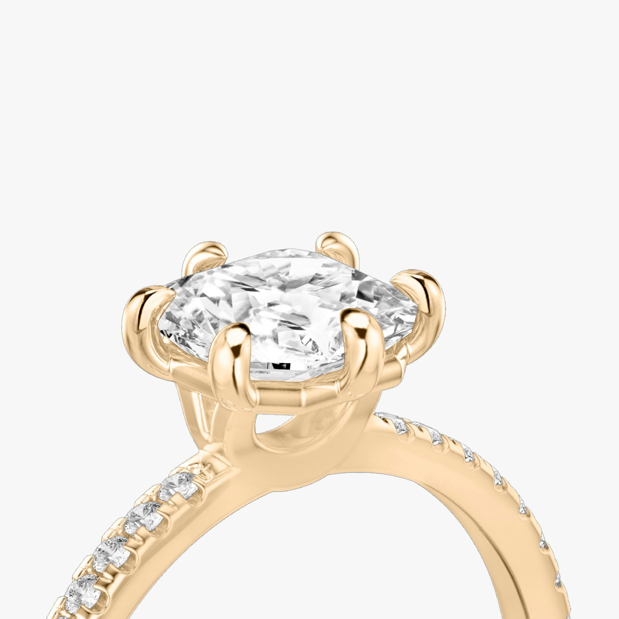 The Signature 6 Prong | Asscher | 14k | Rose Gold | bandAccent: Pavé | bandWidth: standard | hiddenHalo: no | diamondOrientation: vertical | caratWeight: other