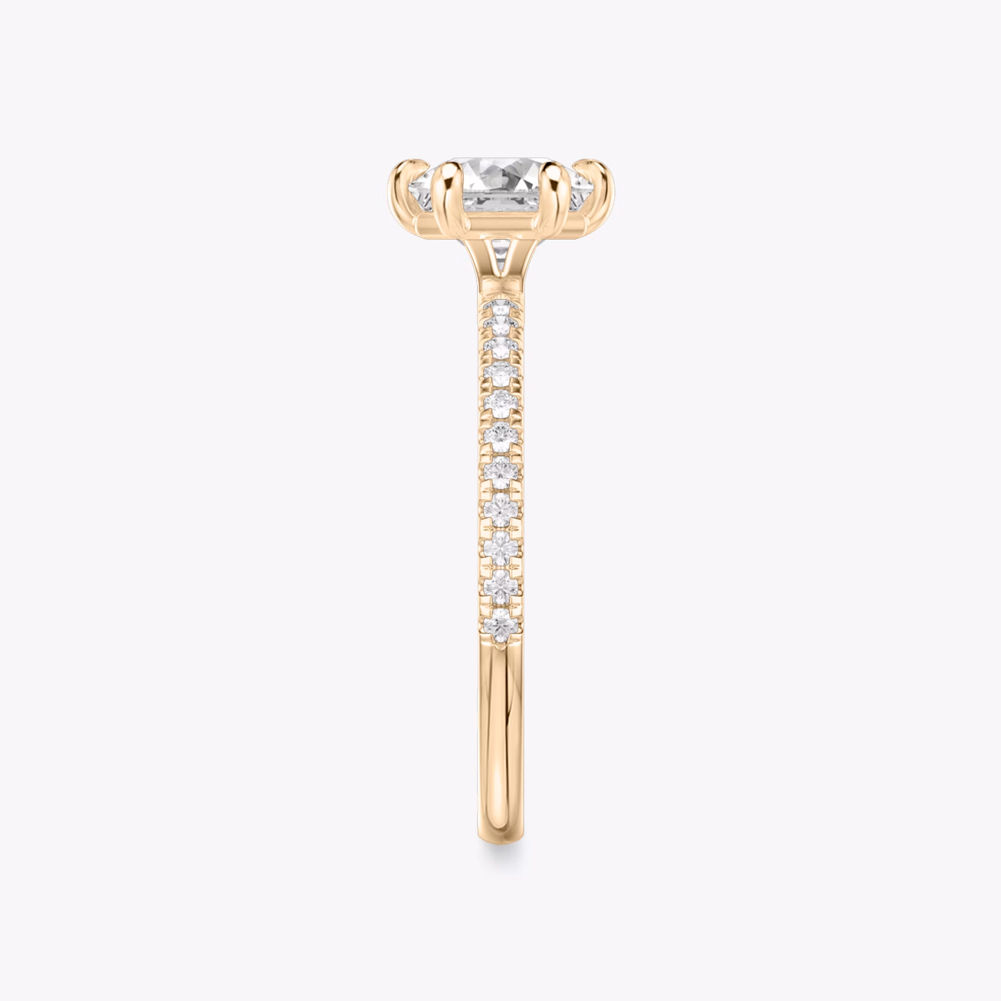 The Signature 6 Prong | Asscher | 14k | Rose Gold | bandAccent: Pavé | bandWidth: standard | hiddenHalo: no | diamondOrientation: vertical | caratWeight: other