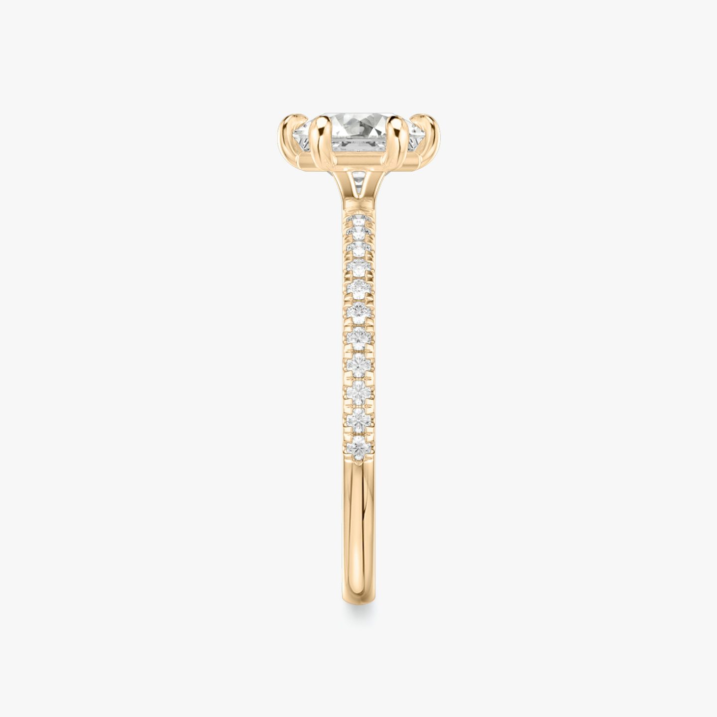 The Signature 6 Prong | Asscher | 14k | Rose Gold | bandAccent: Pavé | bandWidth: standard | hiddenHalo: no | diamondOrientation: vertical | caratWeight: other