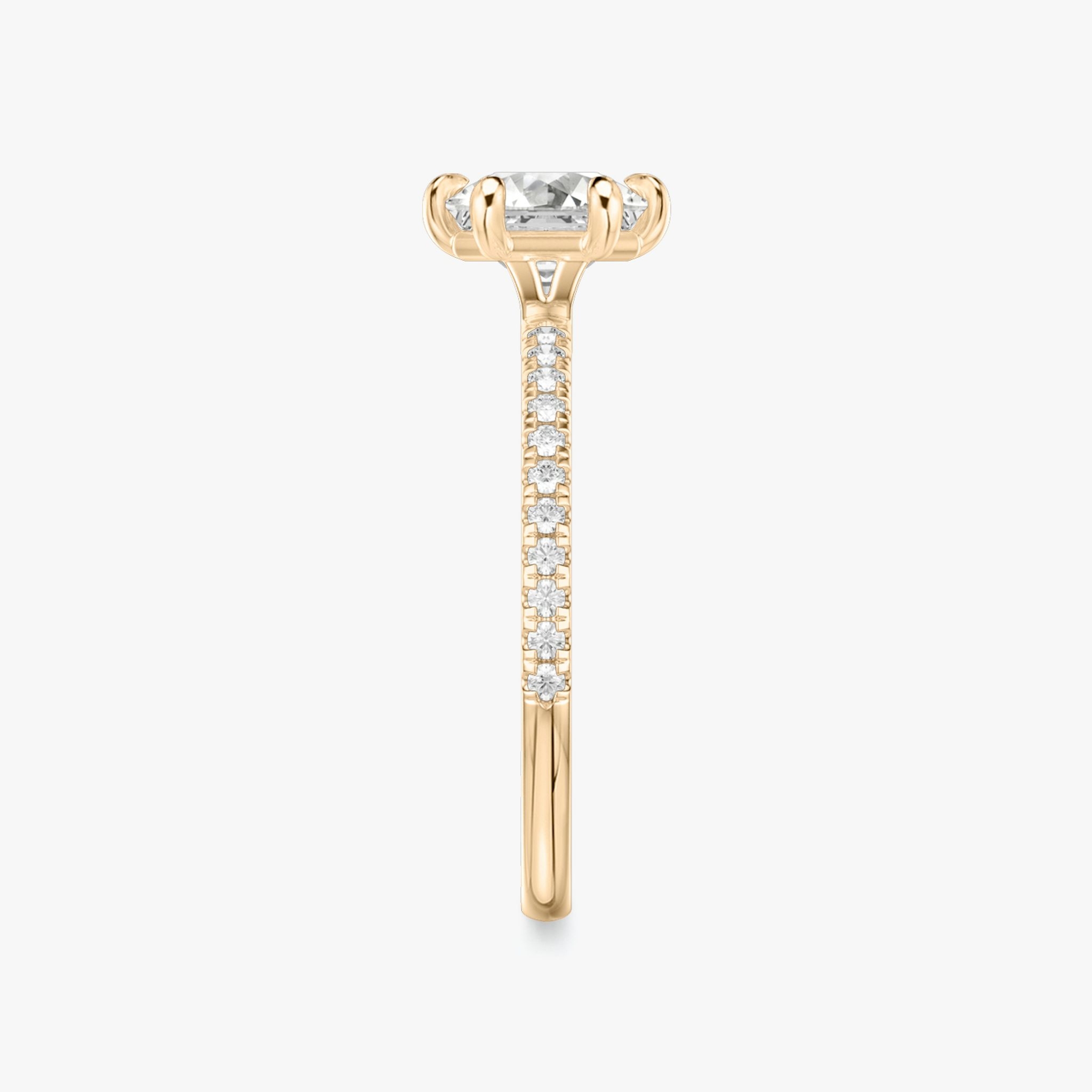 The Signature 6 Prong | Asscher | 14k | Rose Gold | bandAccent: Pavé | bandWidth: standard | hiddenHalo: no | diamondOrientation: vertical | caratWeight: other