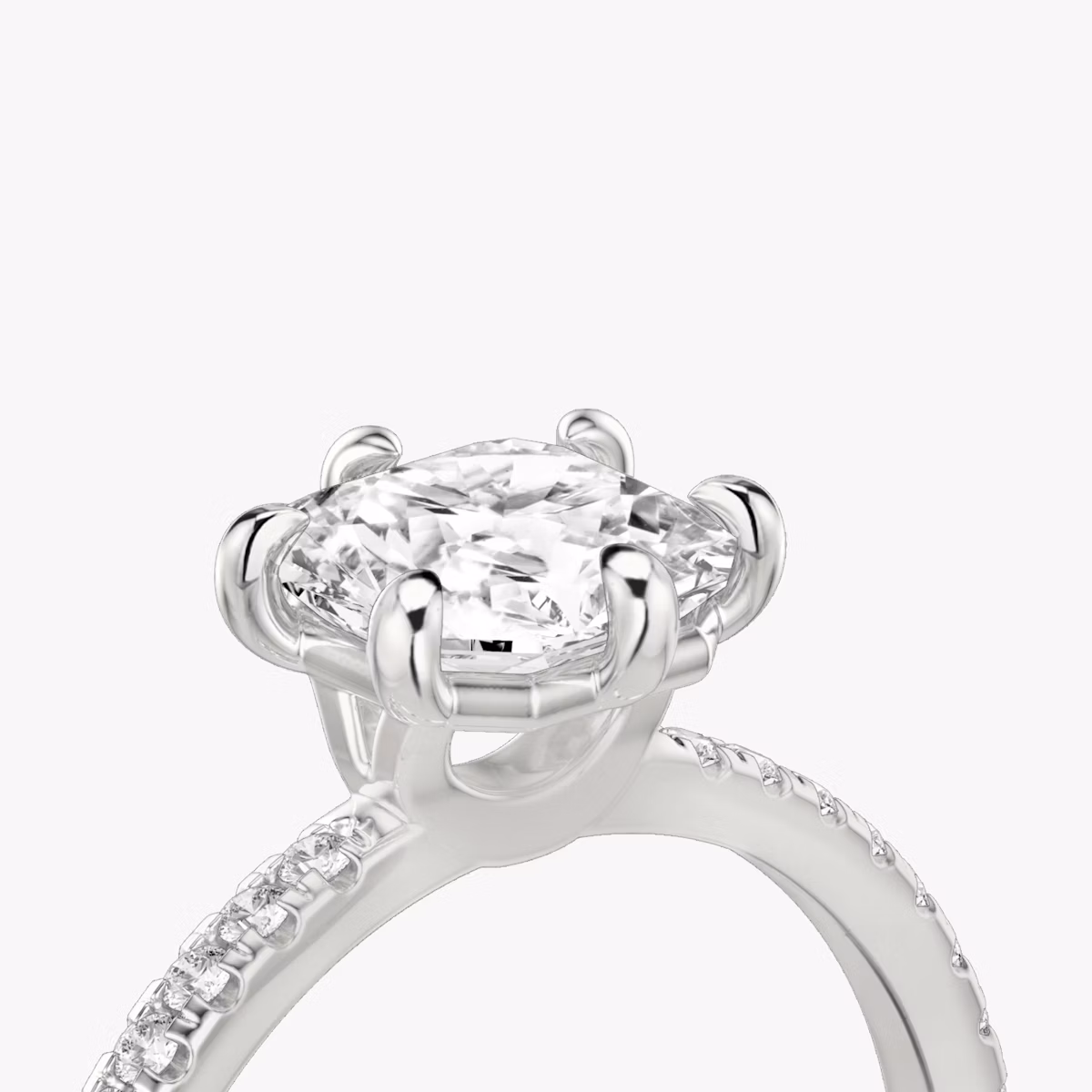 The Signature 6 Prong | Asscher | Platinum | bandAccent: Pavé | bandWidth: standard | hiddenHalo: no | diamondOrientation: vertical | caratWeight: other
