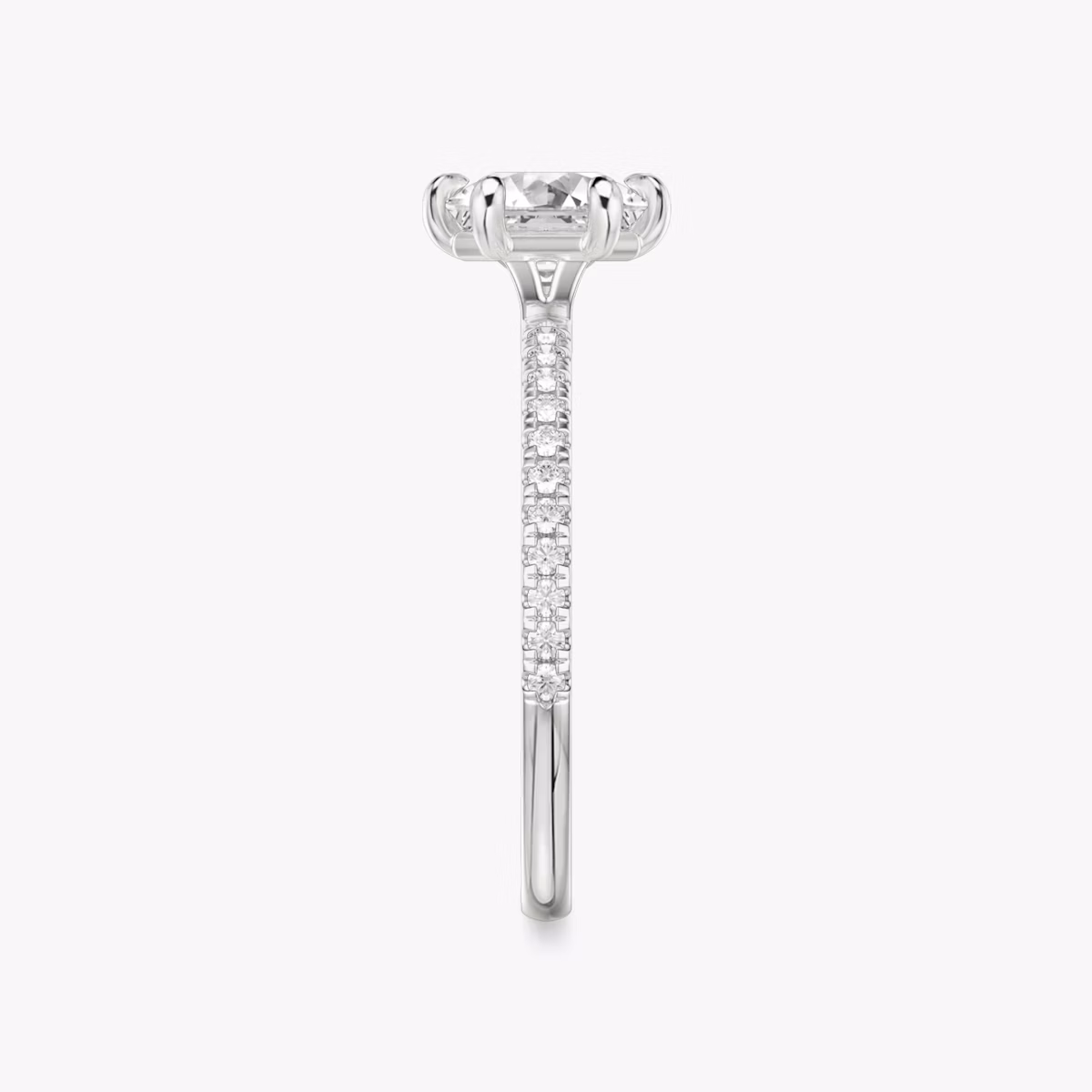 The Signature 6 Prong | Asscher | Platinum | bandAccent: Pavé | bandWidth: standard | hiddenHalo: no | diamondOrientation: vertical | caratWeight: other