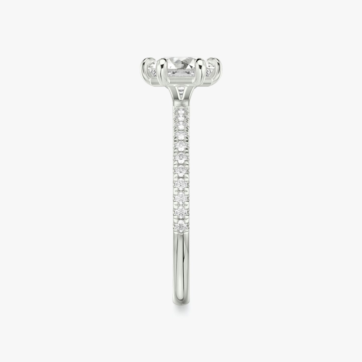 The Signature 6 Prong | Asscher | Platinum | bandAccent: Pavé | bandWidth: standard | hiddenHalo: no | diamondOrientation: vertical | caratWeight: other