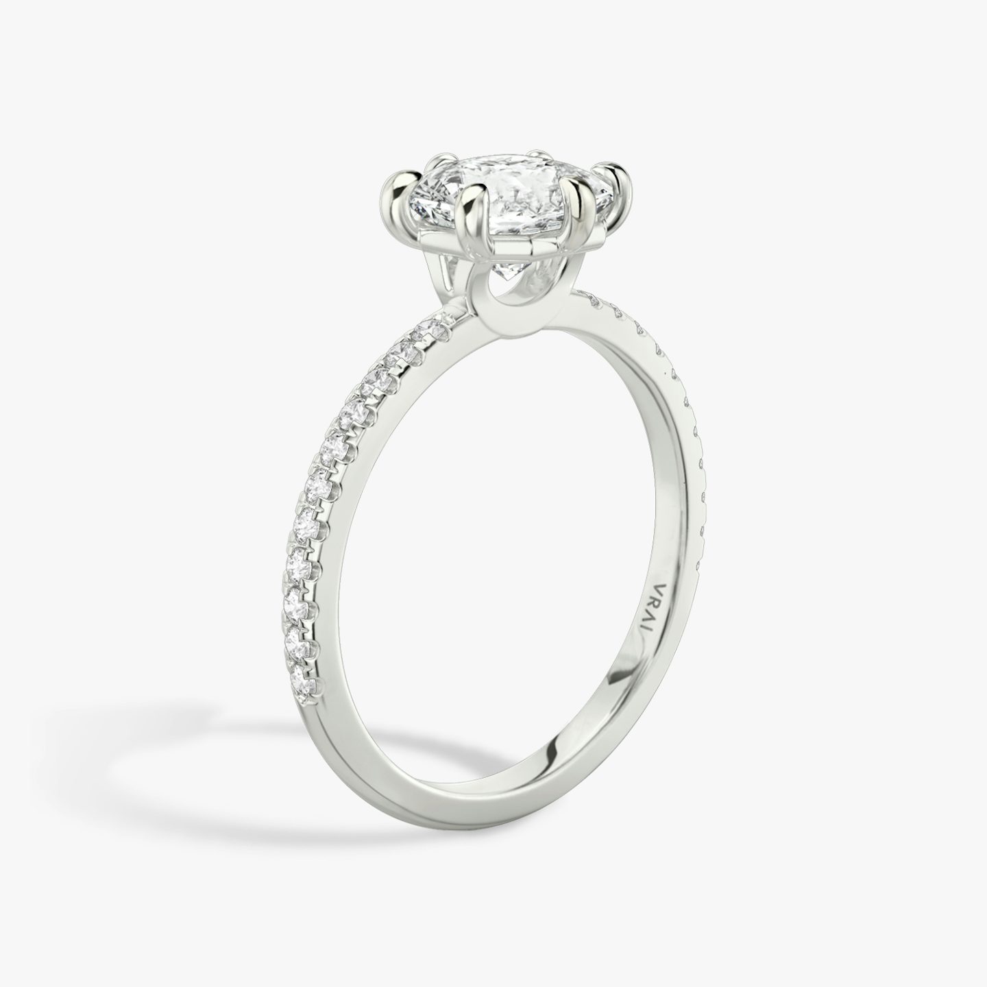 The Signature 6 Prong | Asscher | Platinum | bandAccent: Pavé | bandWidth: standard | hiddenHalo: no | diamondOrientation: vertical | caratWeight: other