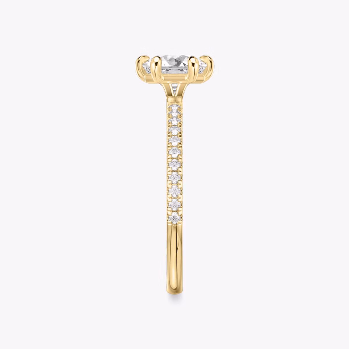 The Signature 6 Prong | Asscher | 18k | Yellow Gold | bandAccent: Pavé | bandWidth: standard | hiddenHalo: no | diamondOrientation: vertical | caratWeight: other