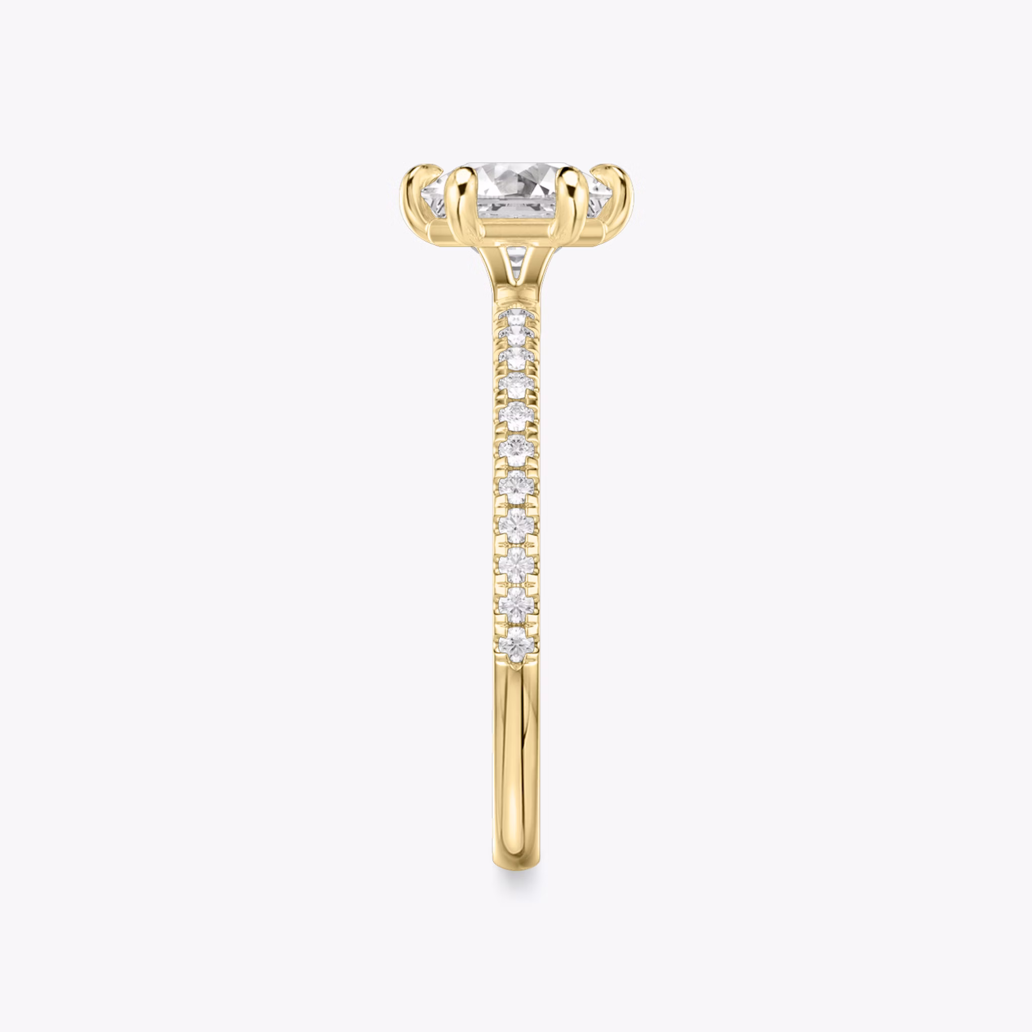 The Signature 6 Prong | Asscher | 18k | Yellow Gold | bandAccent: Pavé | bandWidth: standard | hiddenHalo: no | diamondOrientation: vertical | caratWeight: other