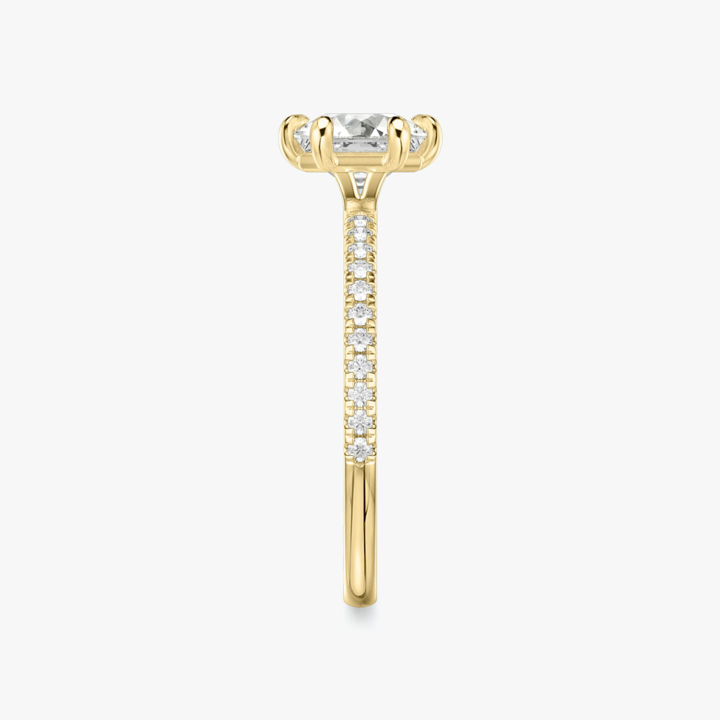 The Signature 6 Prong | Asscher | 18k | Yellow Gold | bandAccent: Pavé | bandWidth: standard | hiddenHalo: no | diamondOrientation: vertical | caratWeight: other