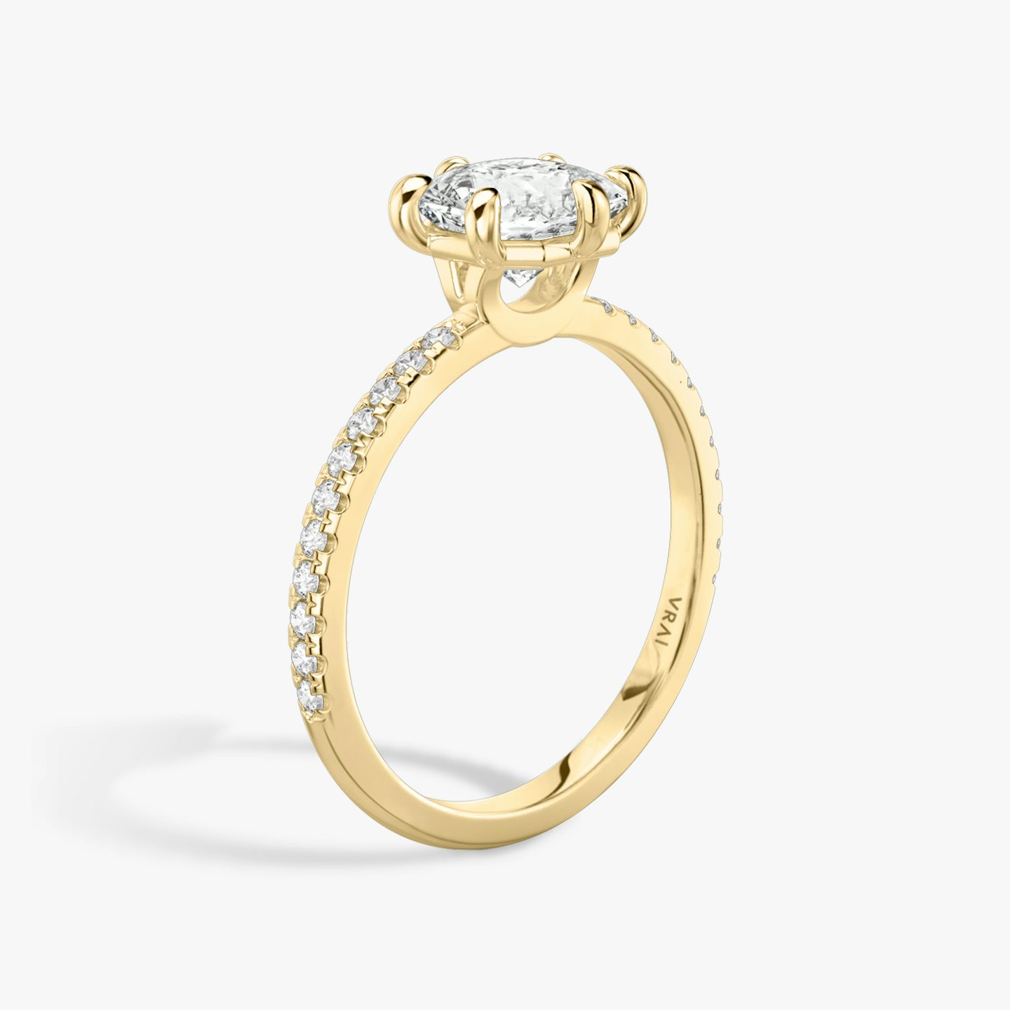 The Signature 6 Prong | Asscher | 18k | Yellow Gold | bandAccent: Pavé | bandWidth: standard | hiddenHalo: no | diamondOrientation: vertical | caratWeight: other