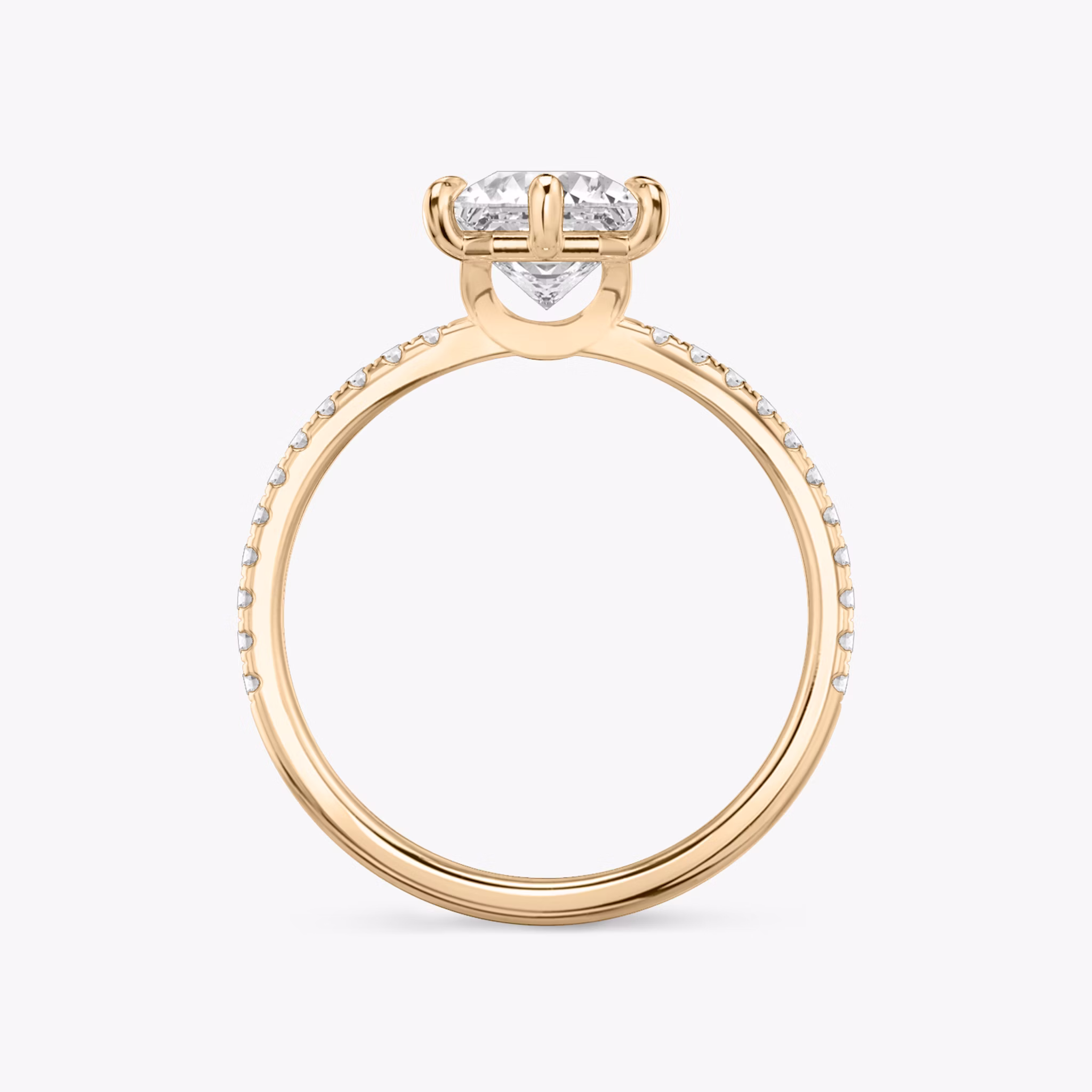 The Signature 6 Prong | Asscher | 14k | Rose Gold | bandAccent: Pavé | bandWidth: standard | hiddenHalo: no | diamondOrientation: vertical | caratWeight: other