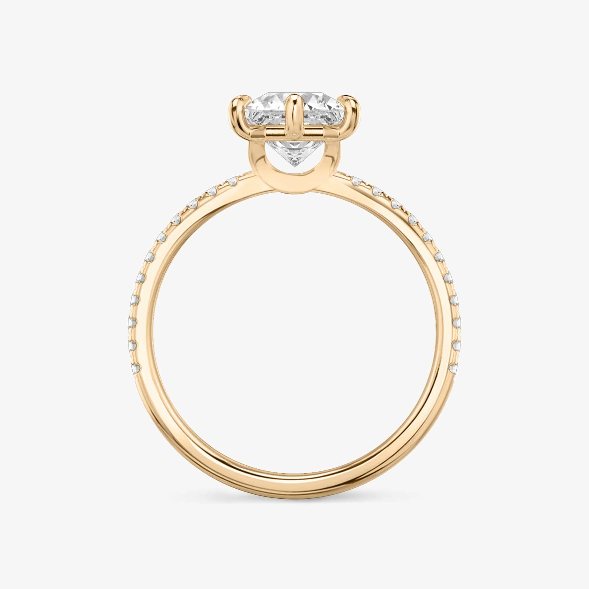 The Signature 6 Prong | Asscher | 14k | Rose Gold | bandAccent: Pavé | bandWidth: standard | hiddenHalo: no | diamondOrientation: vertical | caratWeight: other