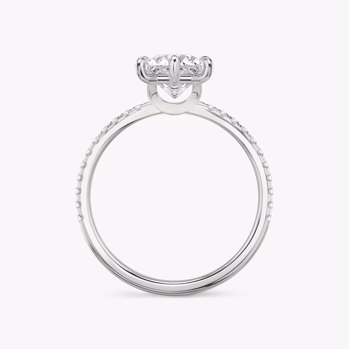 The Signature 6 Prong | Asscher | Platinum | bandAccent: Pavé | bandWidth: standard | hiddenHalo: no | diamondOrientation: vertical | caratWeight: other