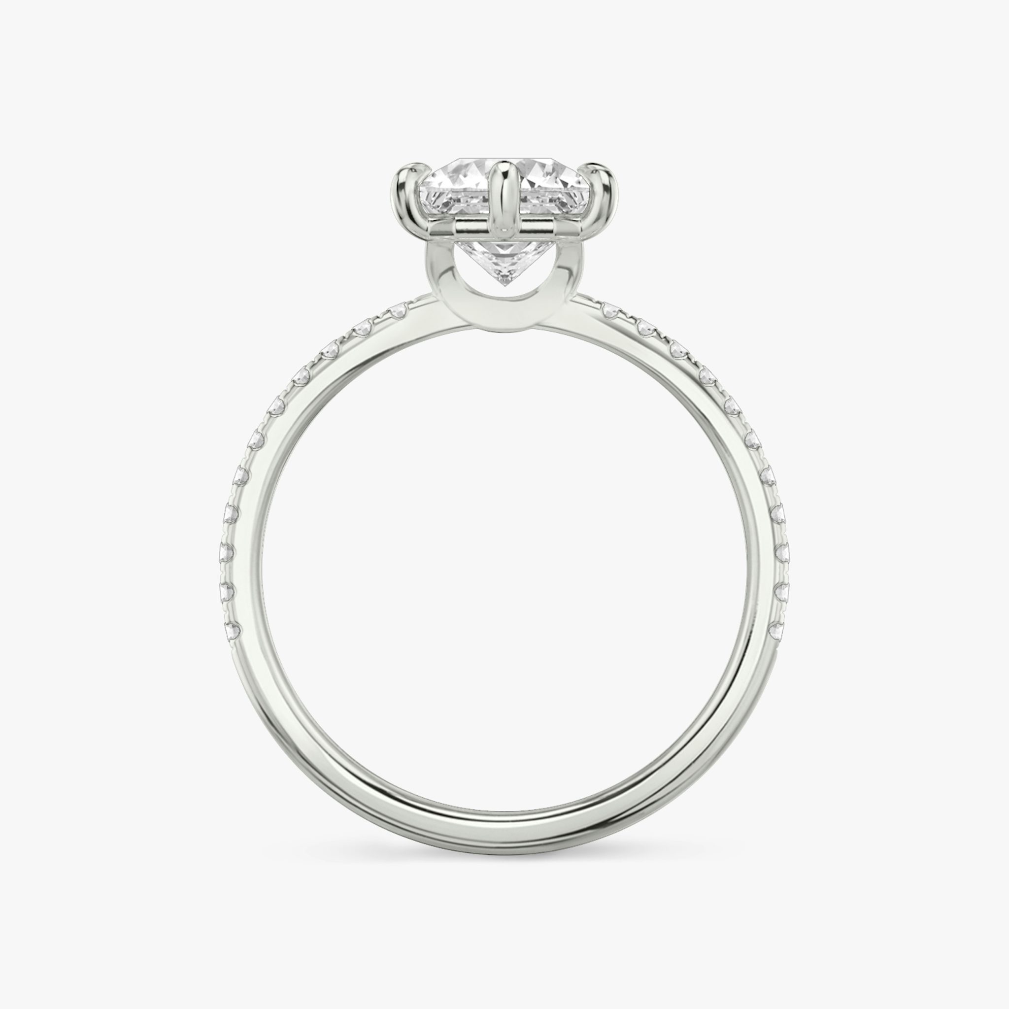 The Signature 6 Prong | Asscher | 18k | White Gold | bandAccent: Pavé | bandWidth: standard | hiddenHalo: no | diamondOrientation: vertical | caratWeight: other