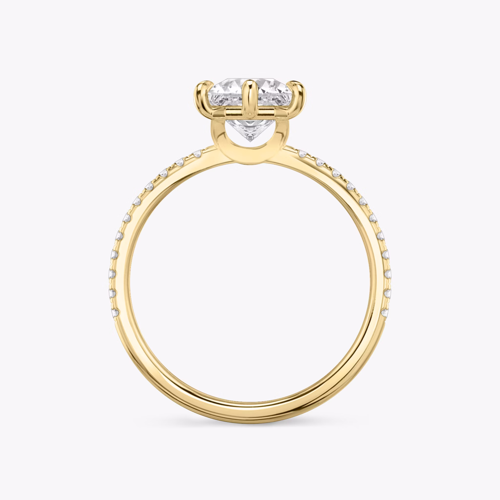 The Signature 6 Prong | Asscher | 18k | Yellow Gold | bandAccent: Pavé | bandWidth: standard | hiddenHalo: no | diamondOrientation: vertical | caratWeight: other