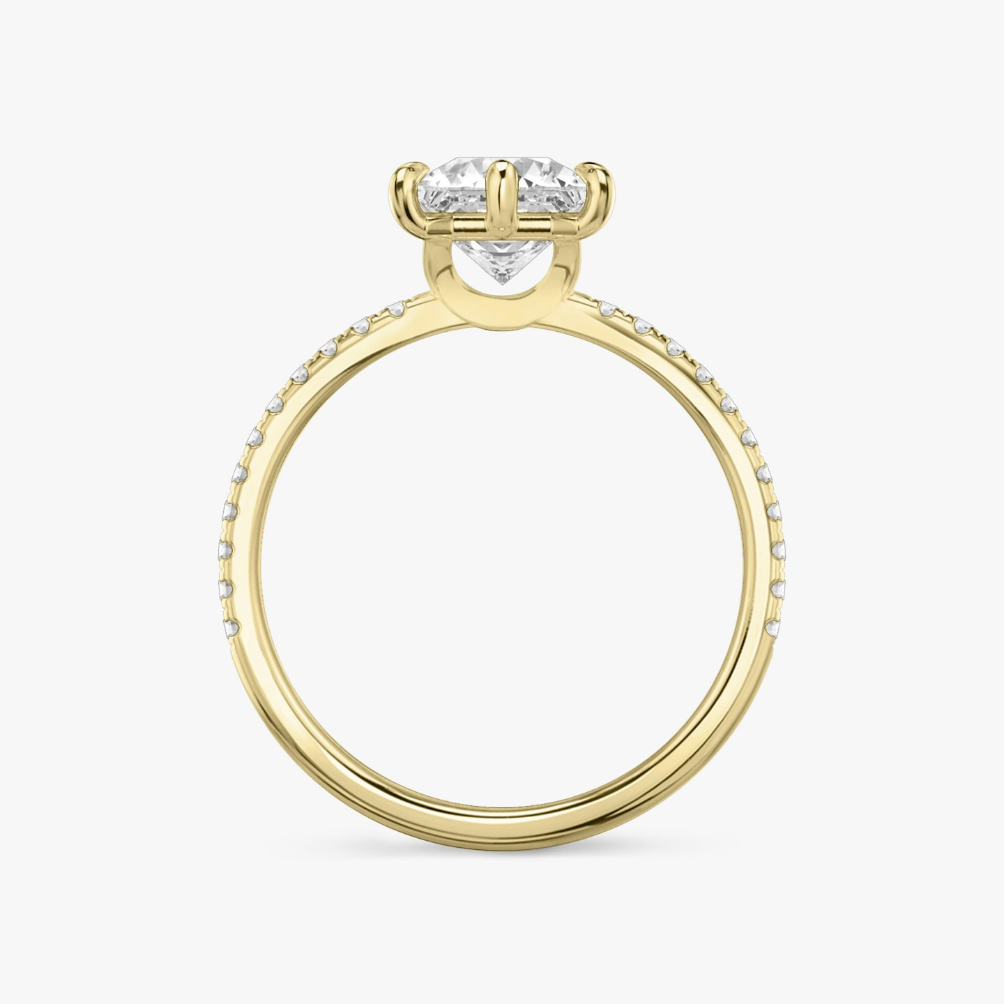 The Signature 6 Prong | Asscher | 18k | Yellow Gold | bandAccent: Pavé | bandWidth: standard | hiddenHalo: no | diamondOrientation: vertical | caratWeight: other