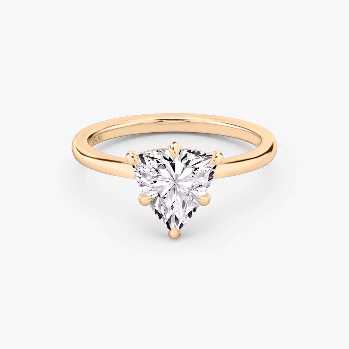 The Signature 6 Prong | Trillion | 14k | Rose Gold | bandAccent: Plain | bandWidth: standard | hiddenHalo: no | diamondOrientation: vertical | caratWeight: other