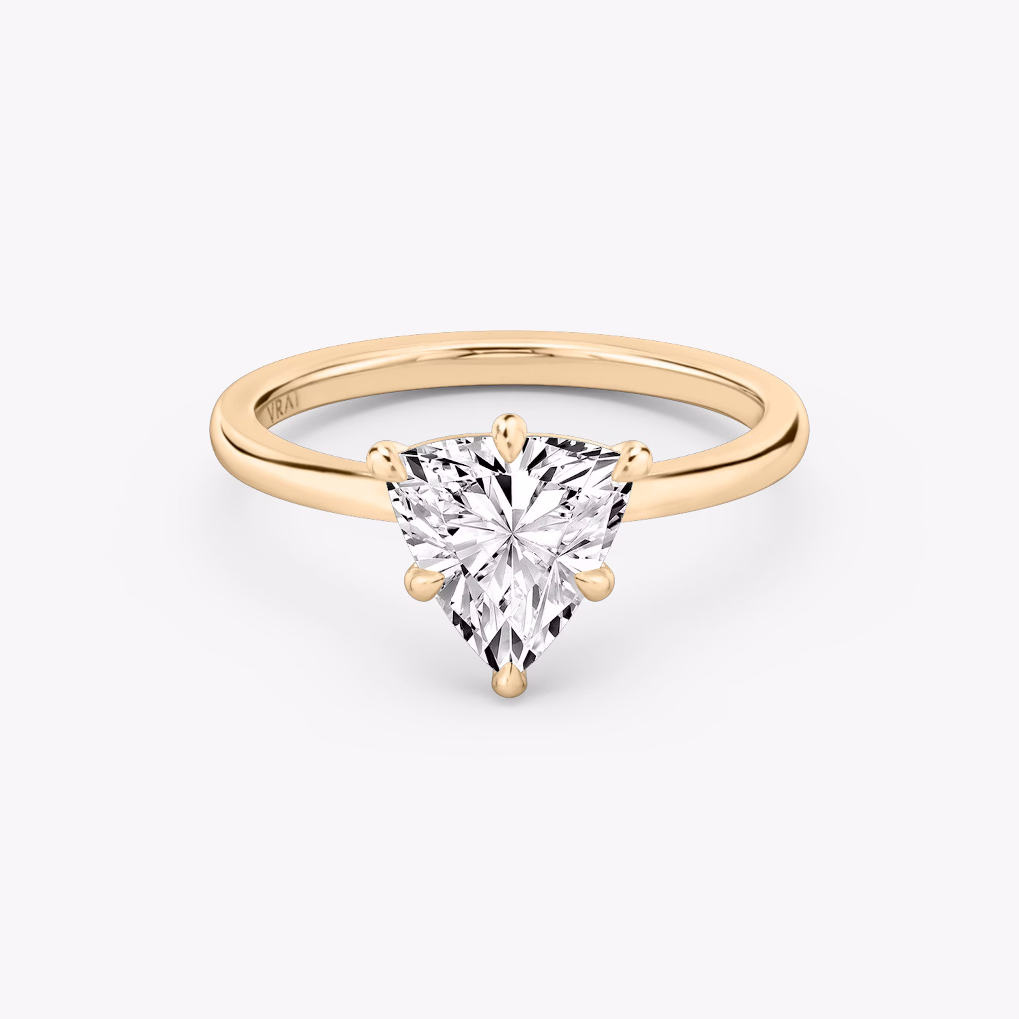 The Signature 6 Prong | Trillion | 14k | Rose Gold | bandAccent: Plain | bandWidth: standard | hiddenHalo: no | diamondOrientation: vertical | caratWeight: other