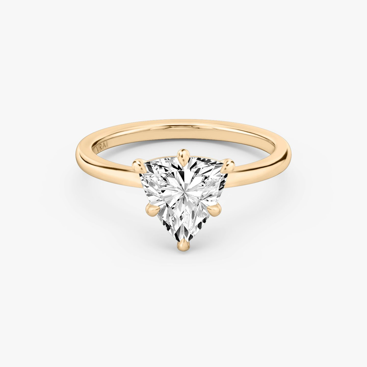 The Signature 6 Prong | Trillion | 14k | Rose Gold | bandAccent: Plain | bandWidth: standard | hiddenHalo: no | diamondOrientation: vertical | caratWeight: other