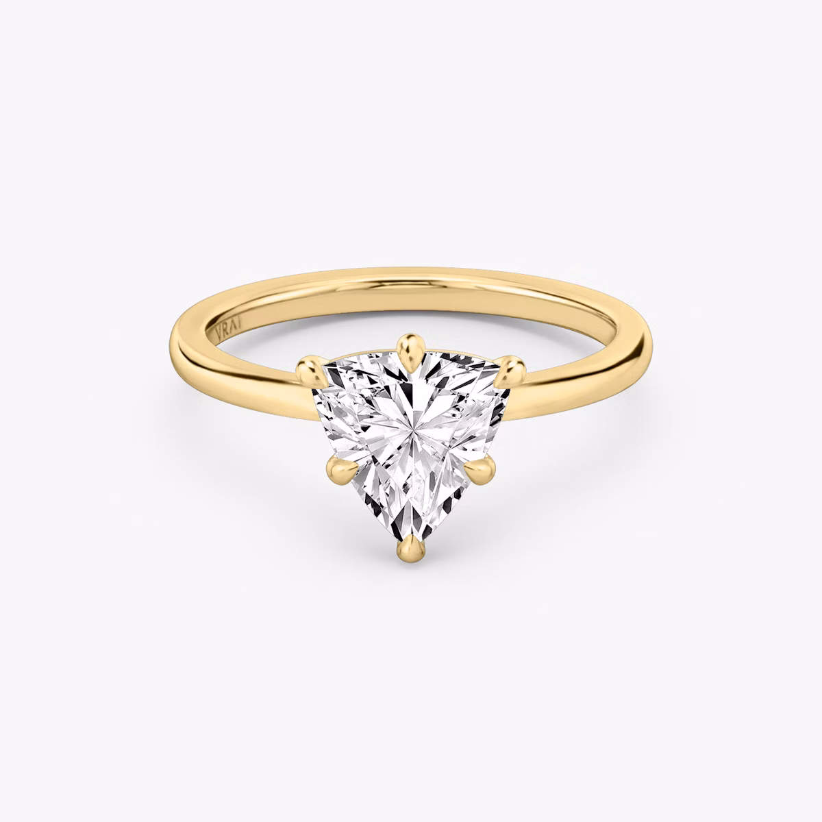 The Signature 6 Prong | Trillion | 18k | Yellow Gold | bandAccent: Plain | bandWidth: standard | hiddenHalo: no | diamondOrientation: vertical | caratWeight: other