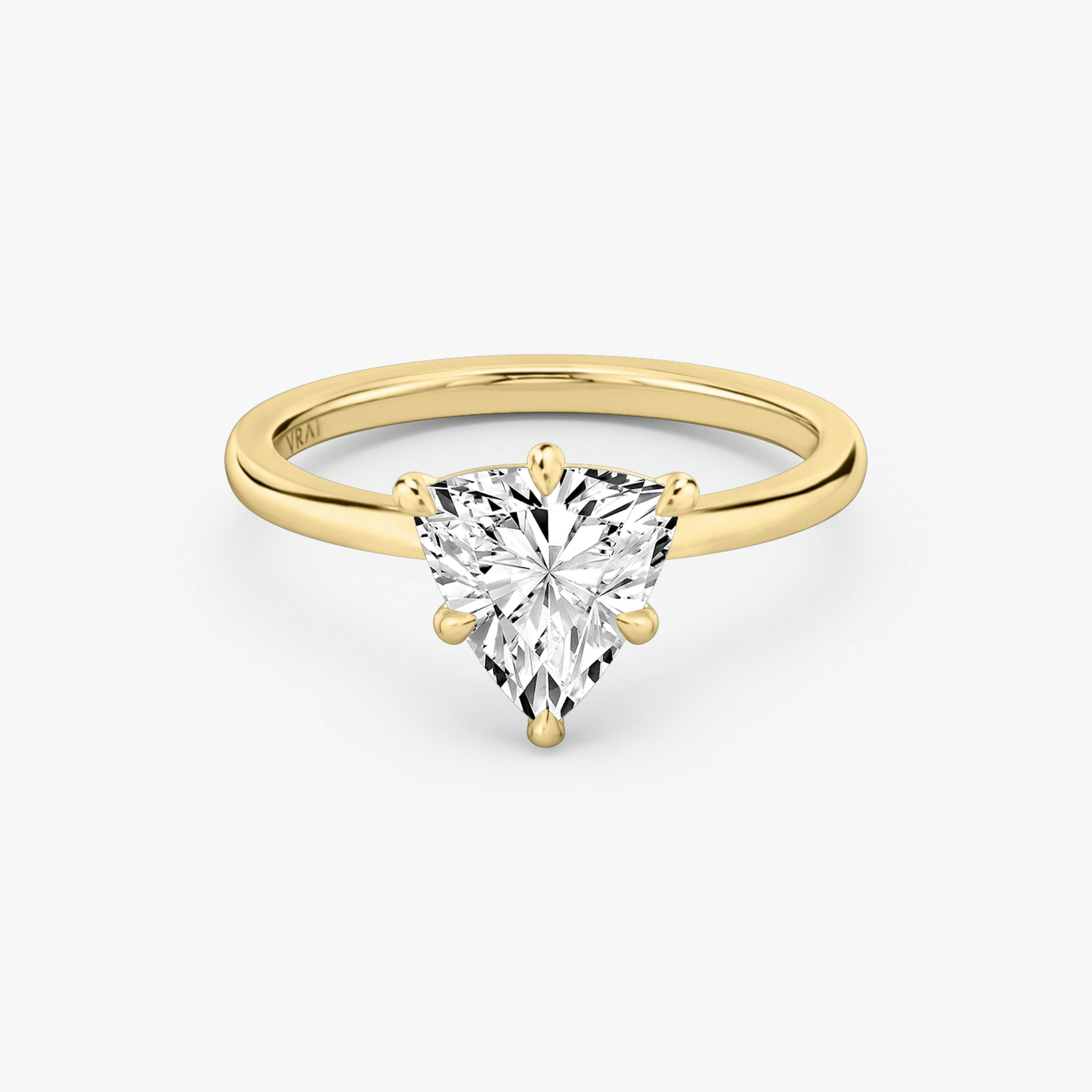 The Signature 6 Prong | Trillion | 18k | Yellow Gold | bandAccent: Plain | bandWidth: standard | hiddenHalo: no | diamondOrientation: vertical | caratWeight: other