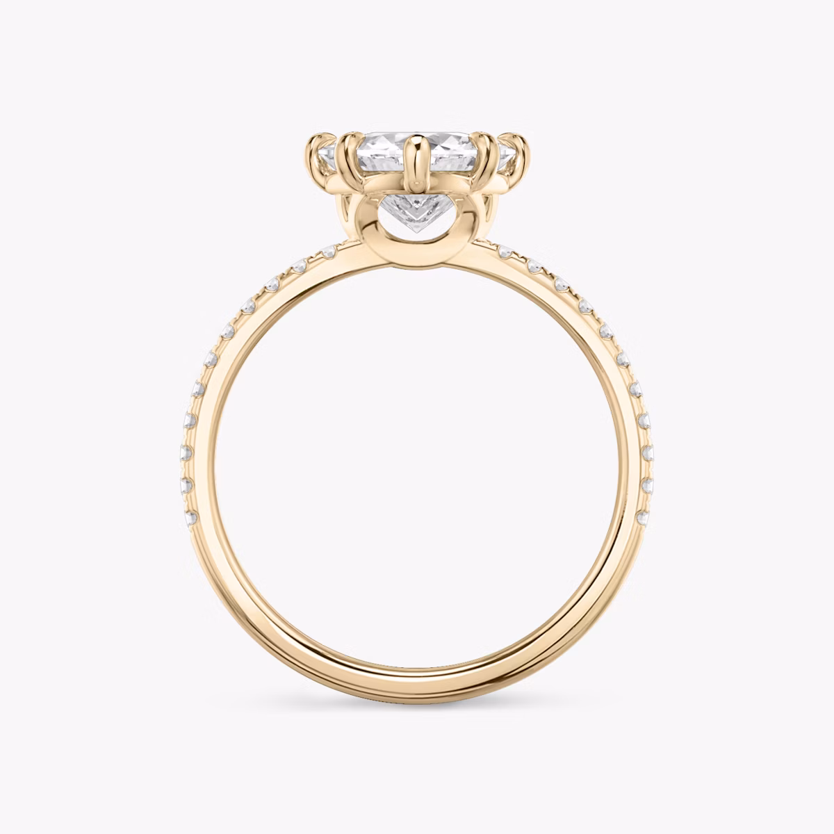 The Signature 6 Prong | Trillion | 14k | Rose Gold | bandAccent: Pavé | bandWidth: standard | hiddenHalo: no | diamondOrientation: vertical | caratWeight: other