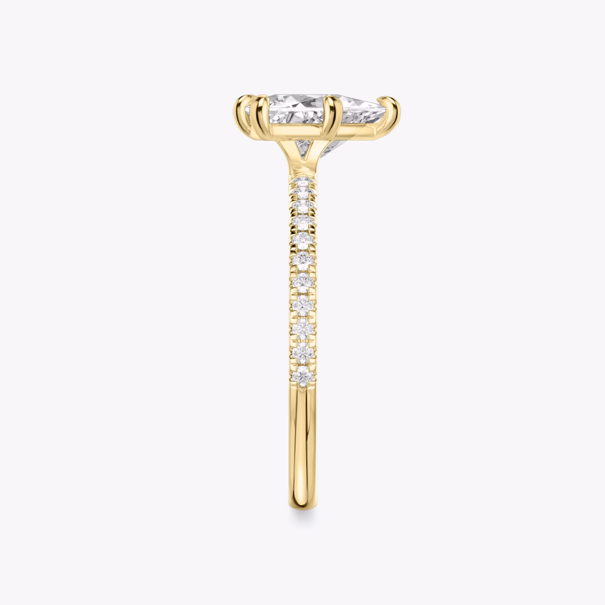 The Signature 6 Prong | Trillion | 18k | Yellow Gold | bandAccent: Pavé | bandWidth: standard | hiddenHalo: no | diamondOrientation: vertical | caratWeight: other