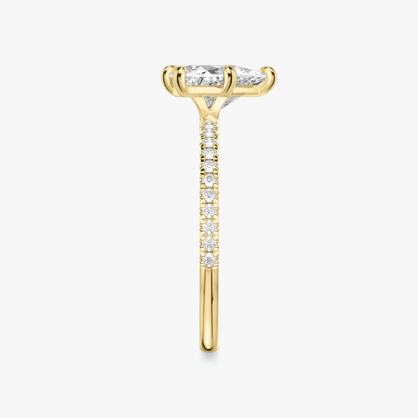 The Signature 6 Prong | Trillion | 18k | Yellow Gold | bandAccent: Pavé | bandWidth: standard | hiddenHalo: no | diamondOrientation: vertical | caratWeight: other