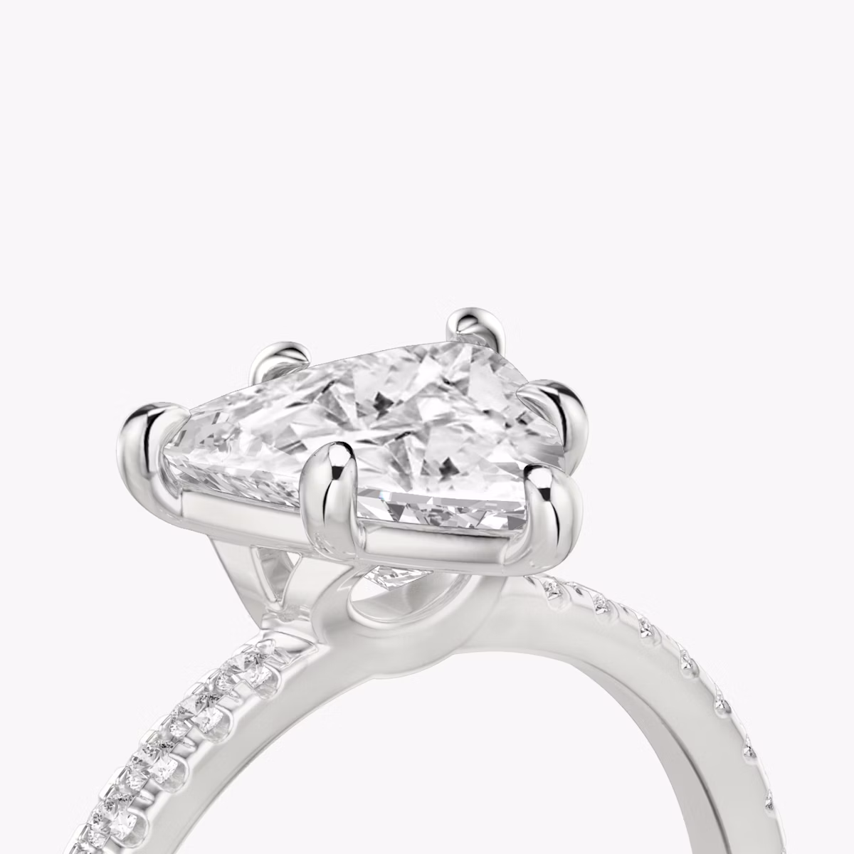 The Signature 6 Prong | Trillion | Platinum | bandAccent: Pavé | bandWidth: standard | hiddenHalo: no | diamondOrientation: vertical | caratWeight: other