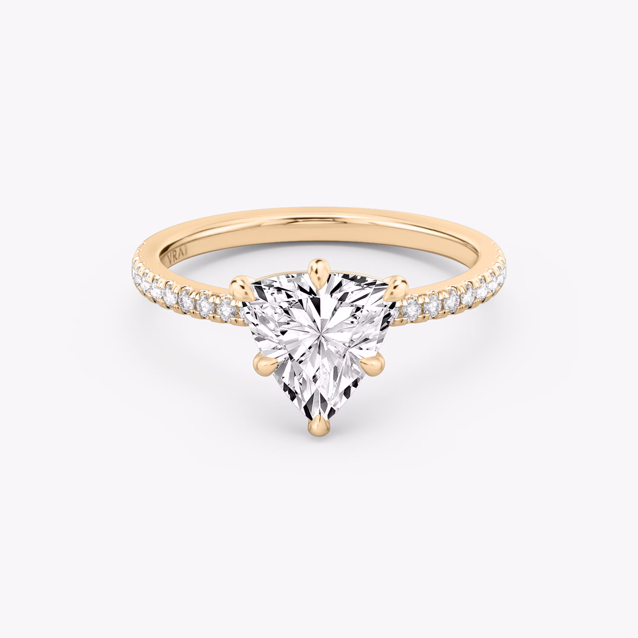 The Signature 6 Prong | Trillion | 14k | Rose Gold | bandAccent: Pavé | bandWidth: standard | hiddenHalo: no | diamondOrientation: vertical | caratWeight: other