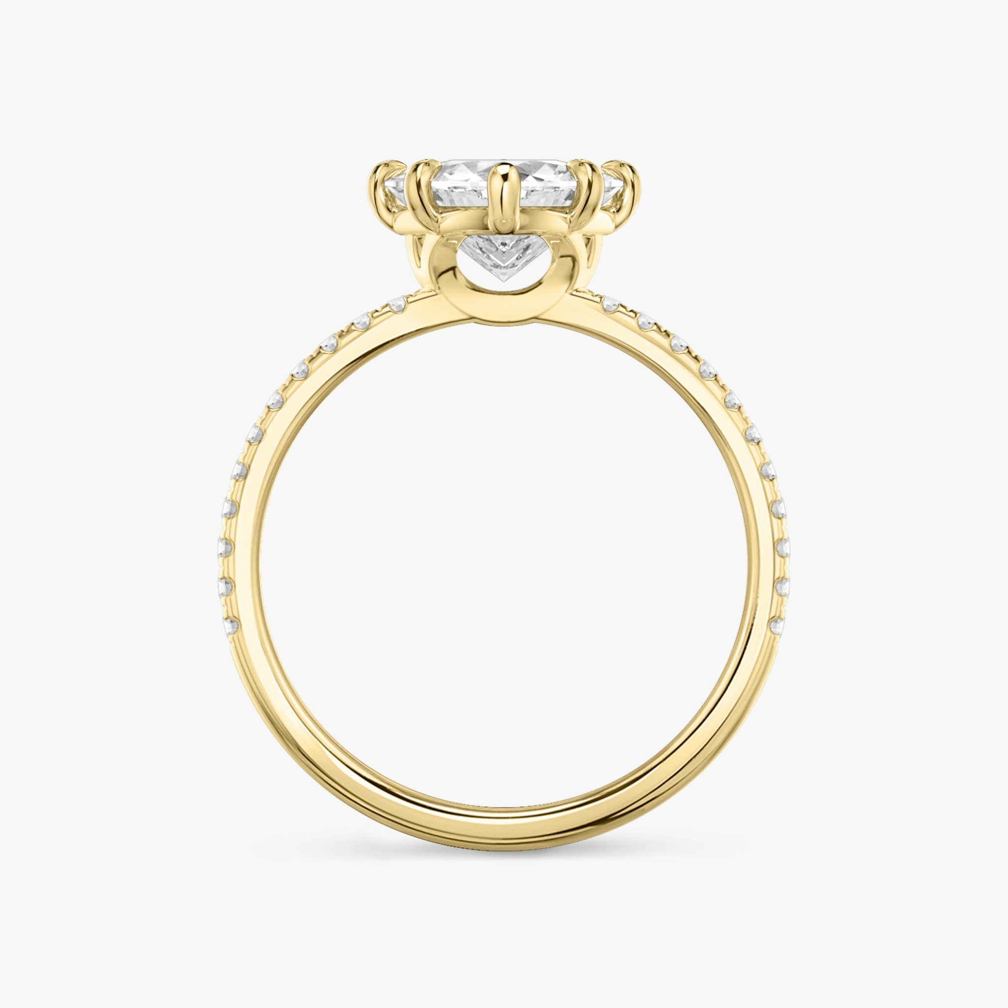 The Signature 6 Prong | Trillion | 18k | Yellow Gold | bandAccent: Pavé | bandWidth: standard | hiddenHalo: no | diamondOrientation: vertical | caratWeight: other