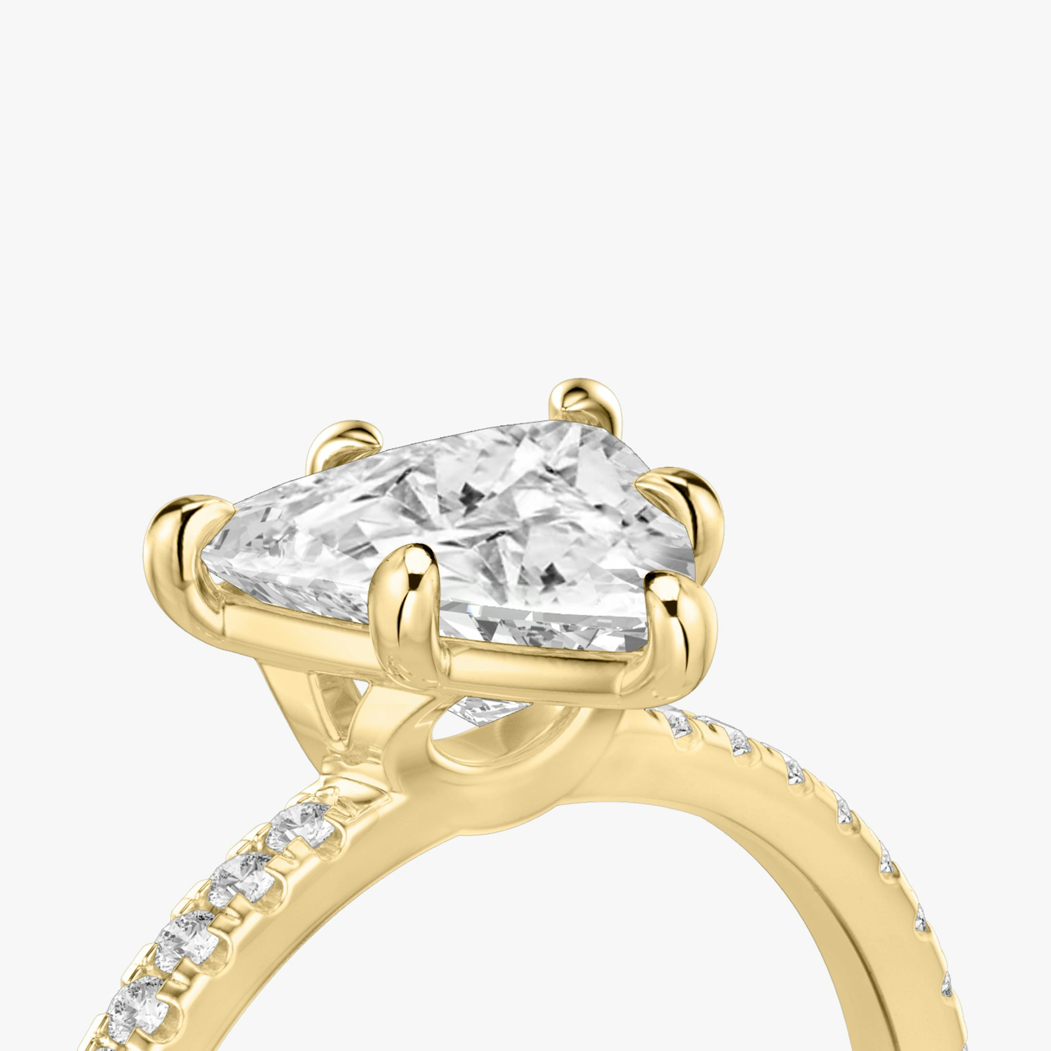 The Signature 6 Prong | Trillion | 18k | Yellow Gold | bandAccent: Pavé | bandWidth: standard | hiddenHalo: no | diamondOrientation: vertical | caratWeight: other