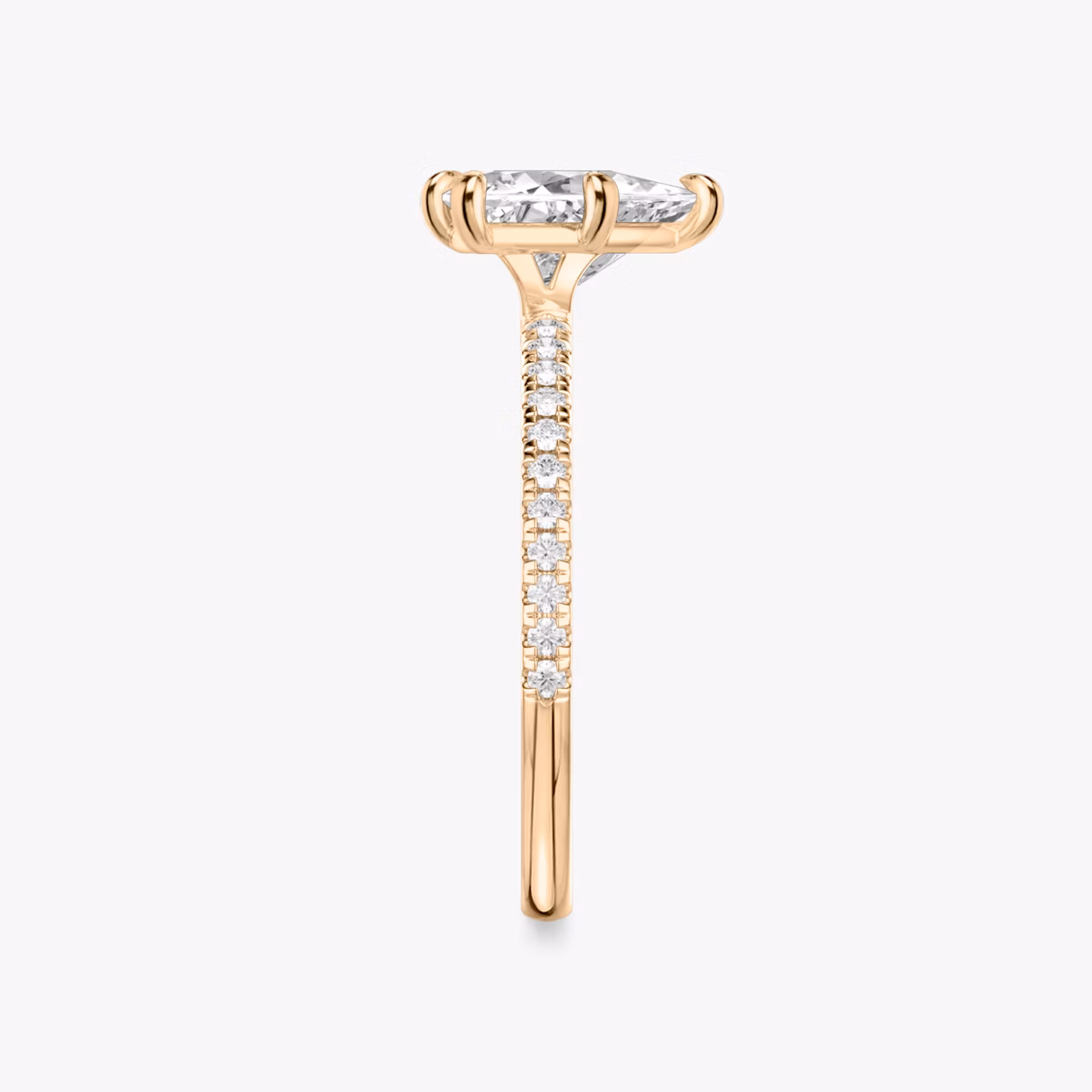 The Signature 6 Prong | Trillion | 14k | Rose Gold | bandAccent: Pavé | bandWidth: standard | hiddenHalo: no | diamondOrientation: vertical | caratWeight: other