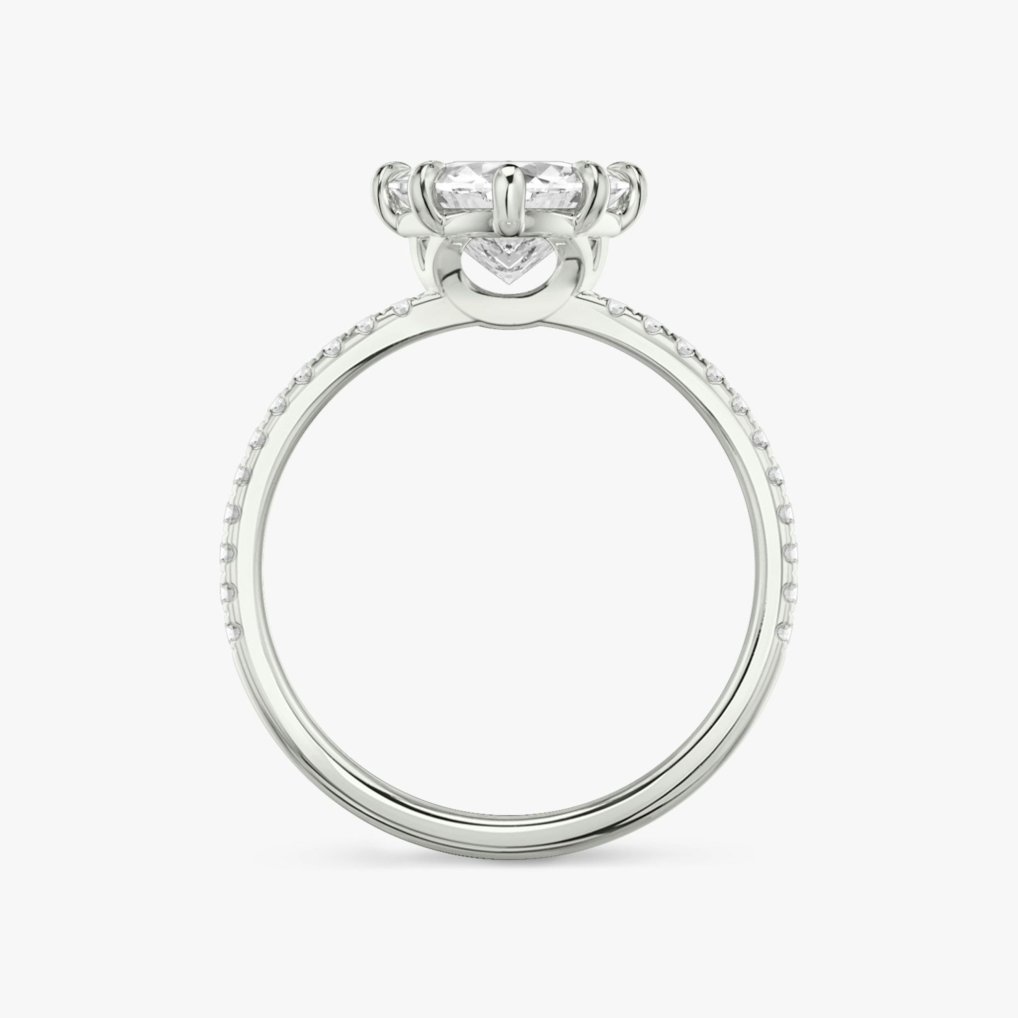 The Signature 6 Prong | Trillion | 18k | White Gold | bandAccent: Pavé | bandWidth: standard | hiddenHalo: no | diamondOrientation: vertical | caratWeight: other