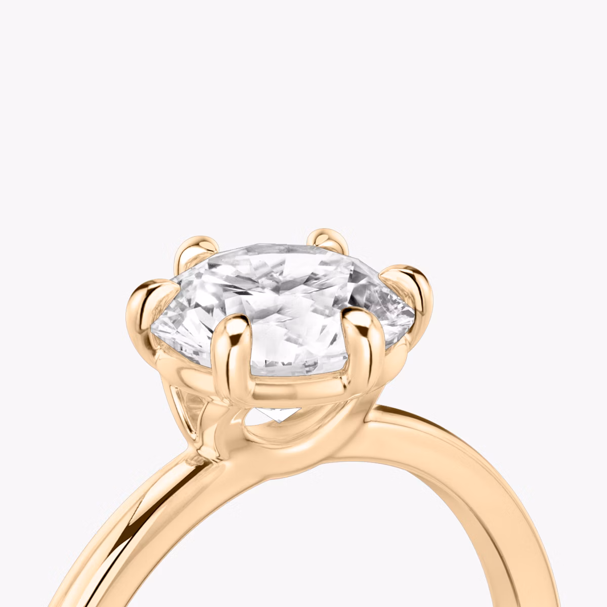 The Signature 6 Prong | Round Brilliant | 14k | Rose Gold | bandAccent: Plain | bandWidth: standard | caratWeight: other | hiddenHalo: no | diamondOrientation: vertical