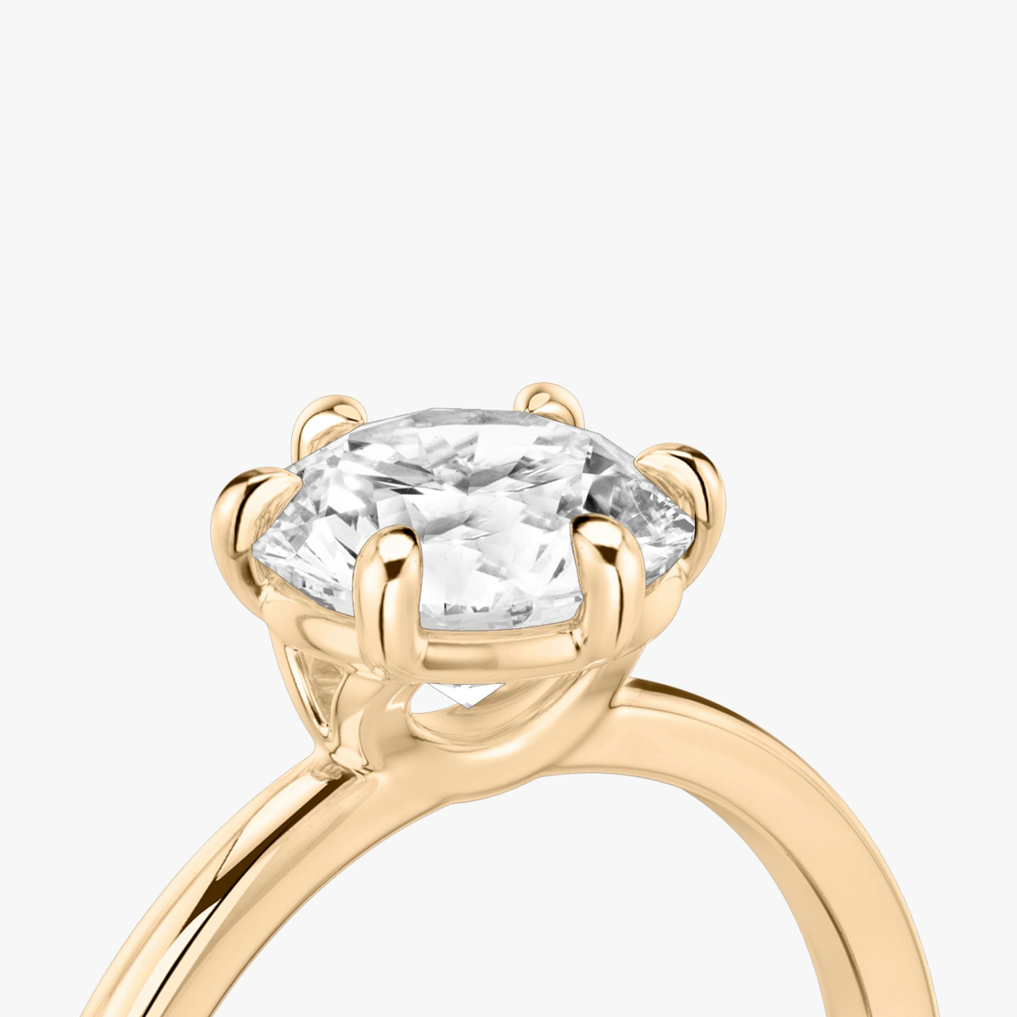 The Signature 6 Prong | Round Brilliant | 14k | Rose Gold | bandAccent: Plain | bandWidth: standard | caratWeight: other | hiddenHalo: no | diamondOrientation: vertical