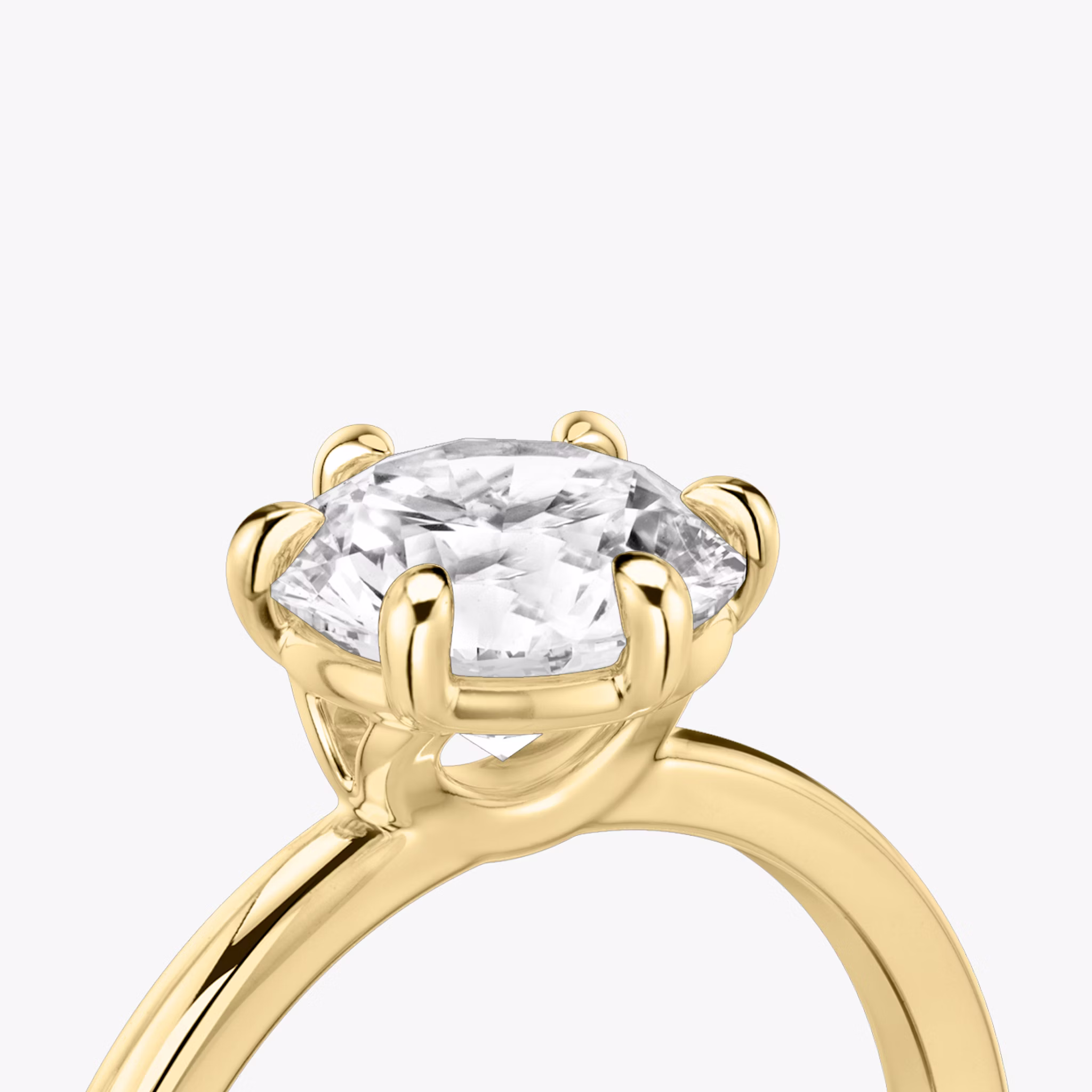 The Signature 6 Prong | Round Brilliant | 18k | Yellow Gold | bandAccent: Plain | bandWidth: standard | caratWeight: other | hiddenHalo: no | diamondOrientation: vertical