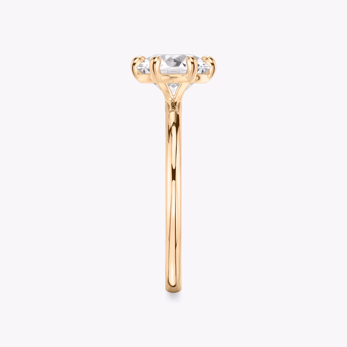 The Signature 6 Prong | Round Brilliant | 14k | Rose Gold | bandAccent: Plain | bandWidth: standard | caratWeight: other | hiddenHalo: no | diamondOrientation: vertical