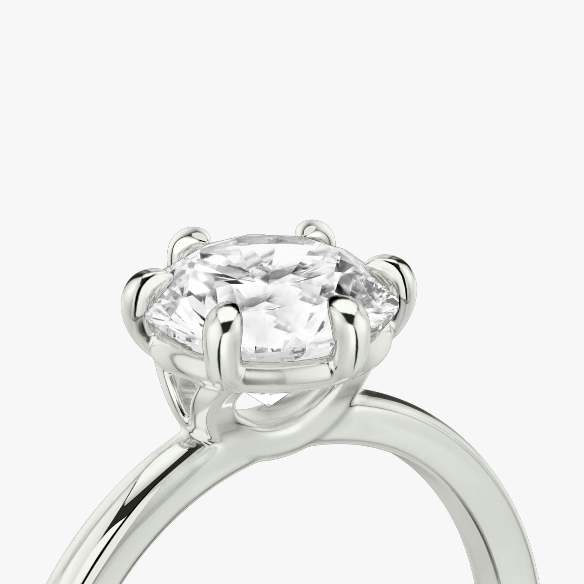 The Signature 6 Prong | Round Brilliant | 18k | White Gold | bandAccent: Plain | bandWidth: standard | caratWeight: other | hiddenHalo: no | diamondOrientation: vertical